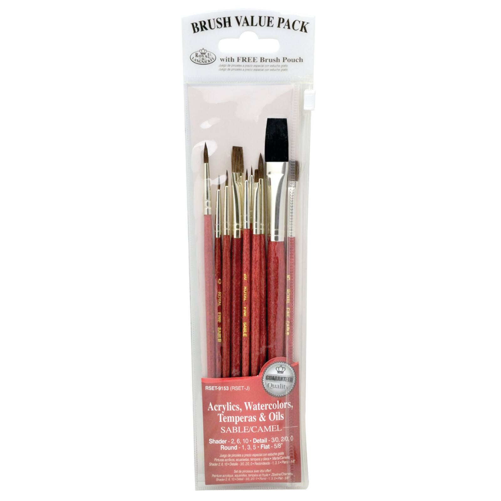 Royal & Langnickel® Zip N' Close Sable & Camel 10 Piece Brush Set