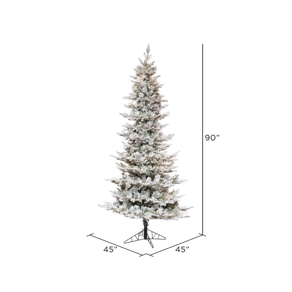 7.5ft. Pre-Lit Flocked Kiana Artificial Christmas Tree, White Low Voltage LED Lights