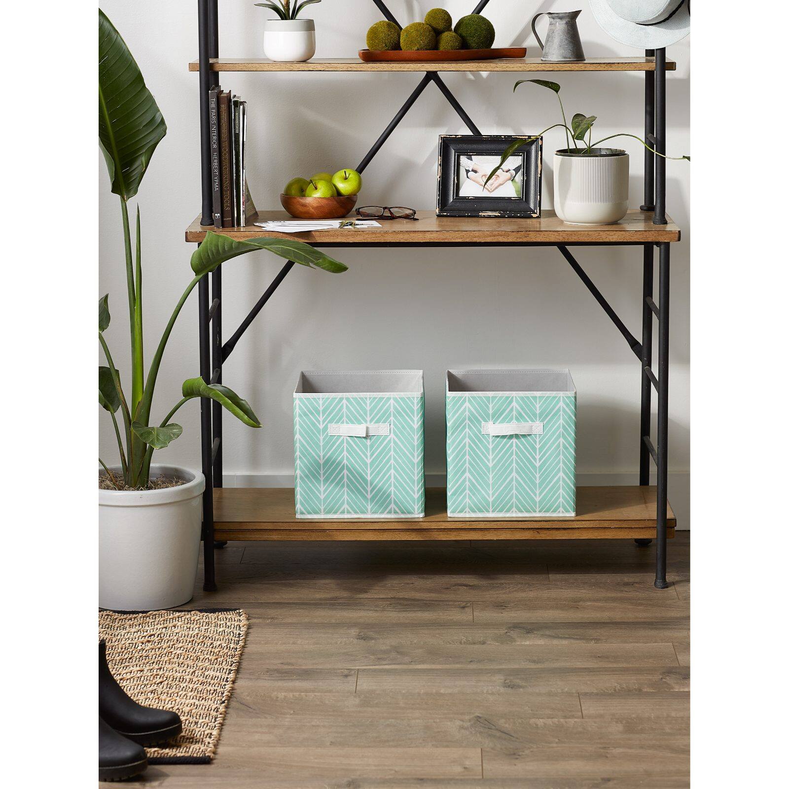 DII® 11" Aqua Herringbone Storage Cube, 2ct.