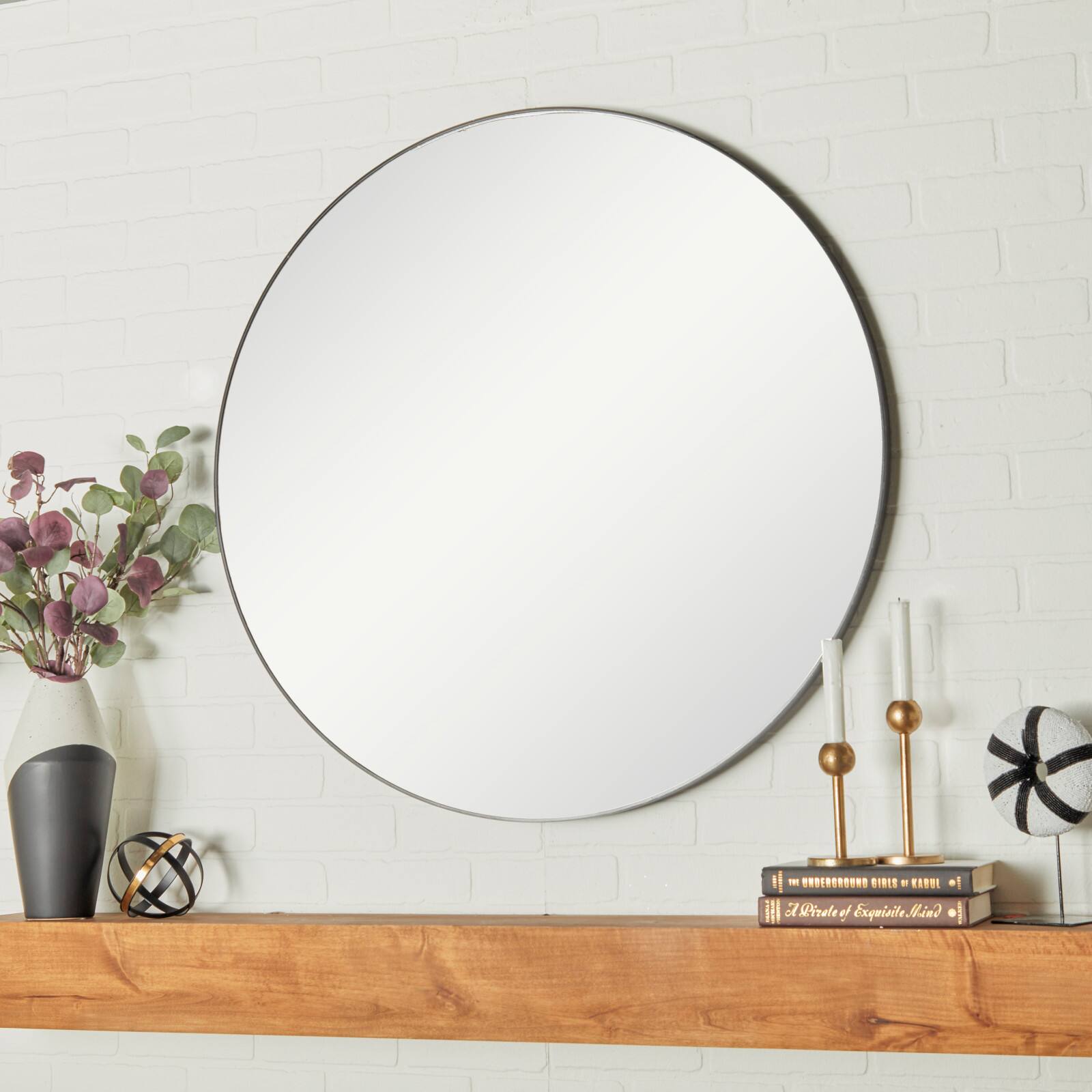 36&#x22; Oversized Contemporary Wood Wall Mirror