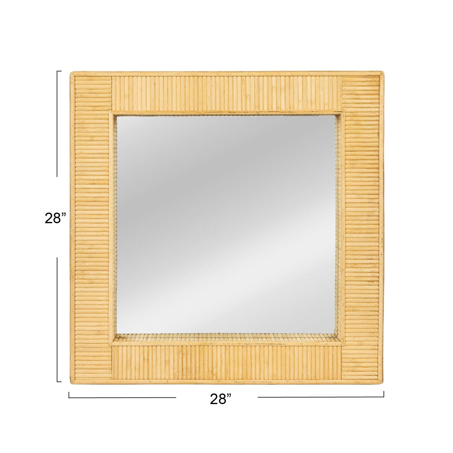 Hello Honey® 28" Natural Brown Bamboo Square Wall Mirror