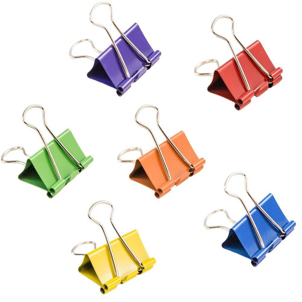 JAM Paper Large 1.5" Colorful Binder Clips, 6 Packs of 12