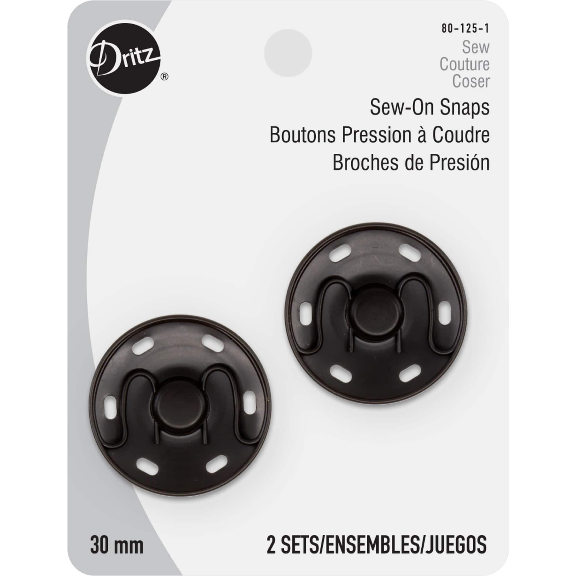 Dritz&#xAE; Large Black Sew-On Snaps, 2 Sets