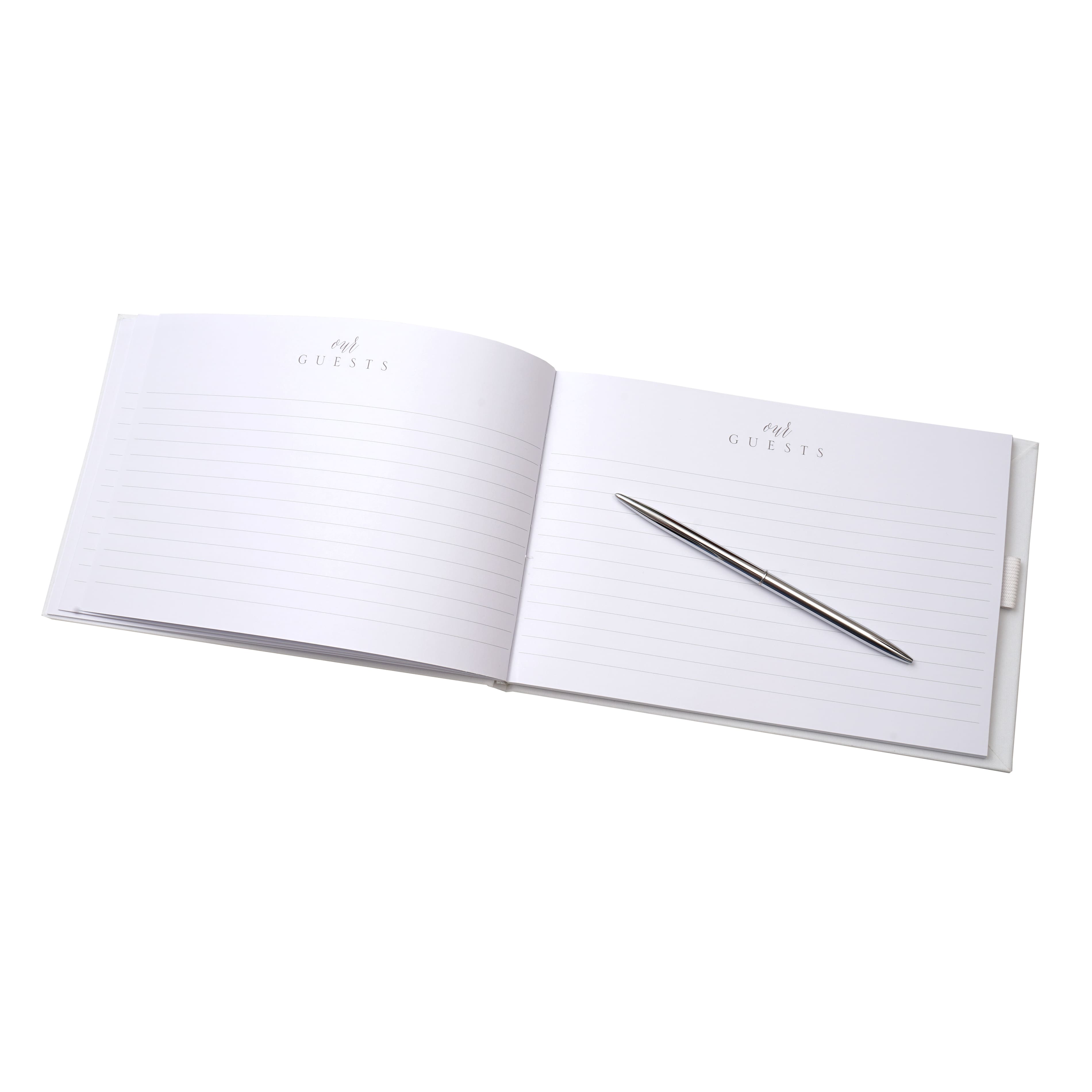 White & Silver Guest Book & Pen Set by Celebrate It™