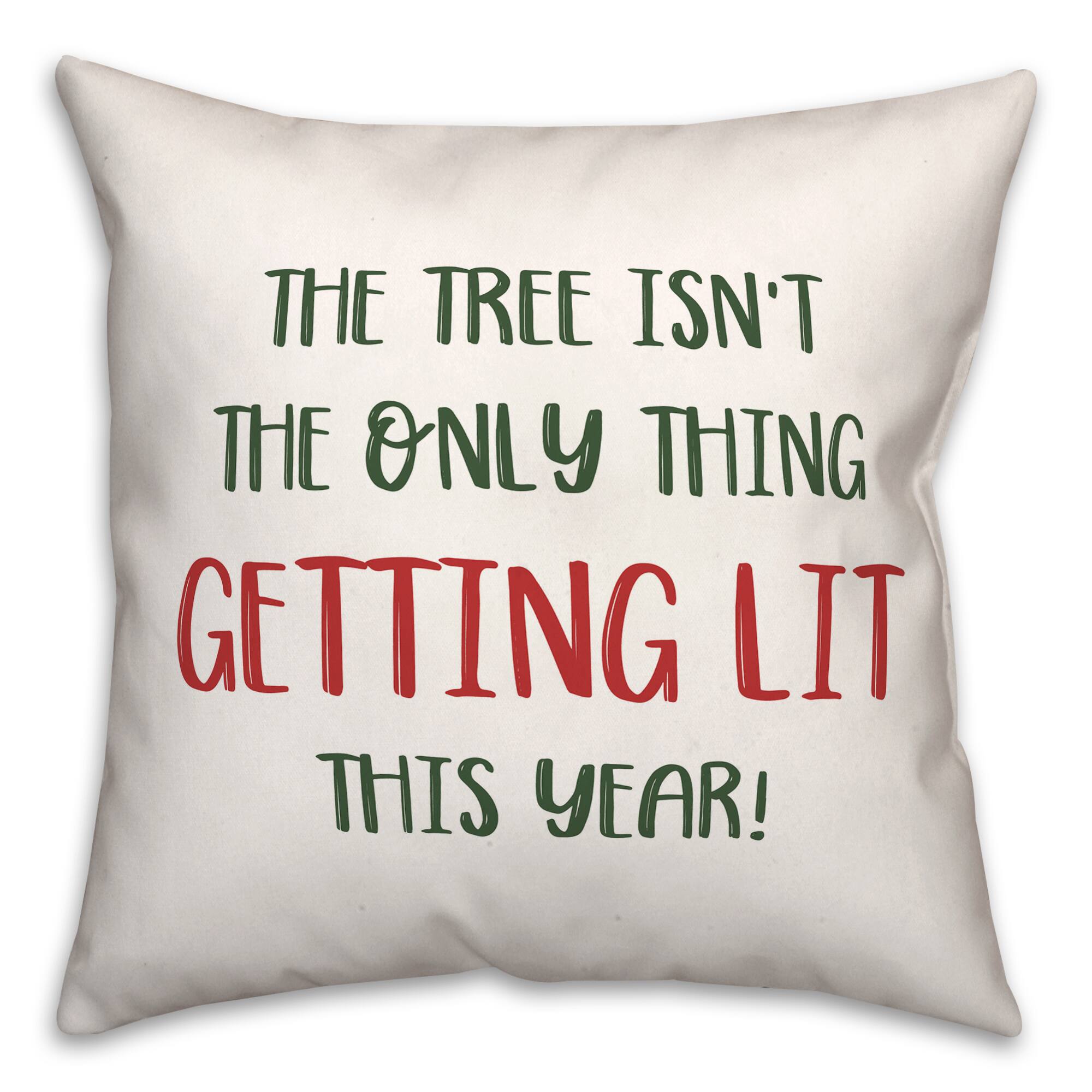 Getting Lit Xmas Tree 18x18 Throw Pillow