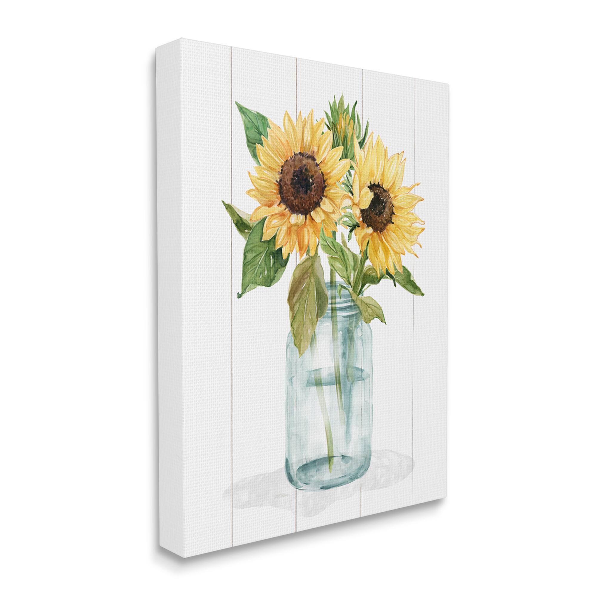 Stupell Industries Yellow Sunflowers Country jar Canvas Wall Art