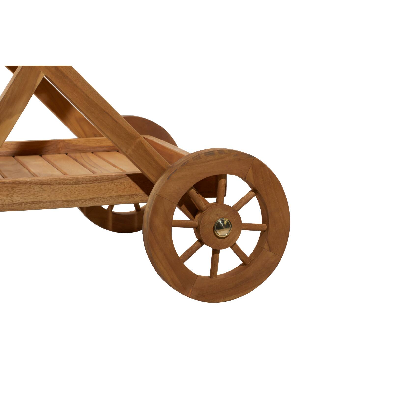 Brown Teak wood Traditional Outdoor Rolling Serving Cart, 32" x 32" x 21"