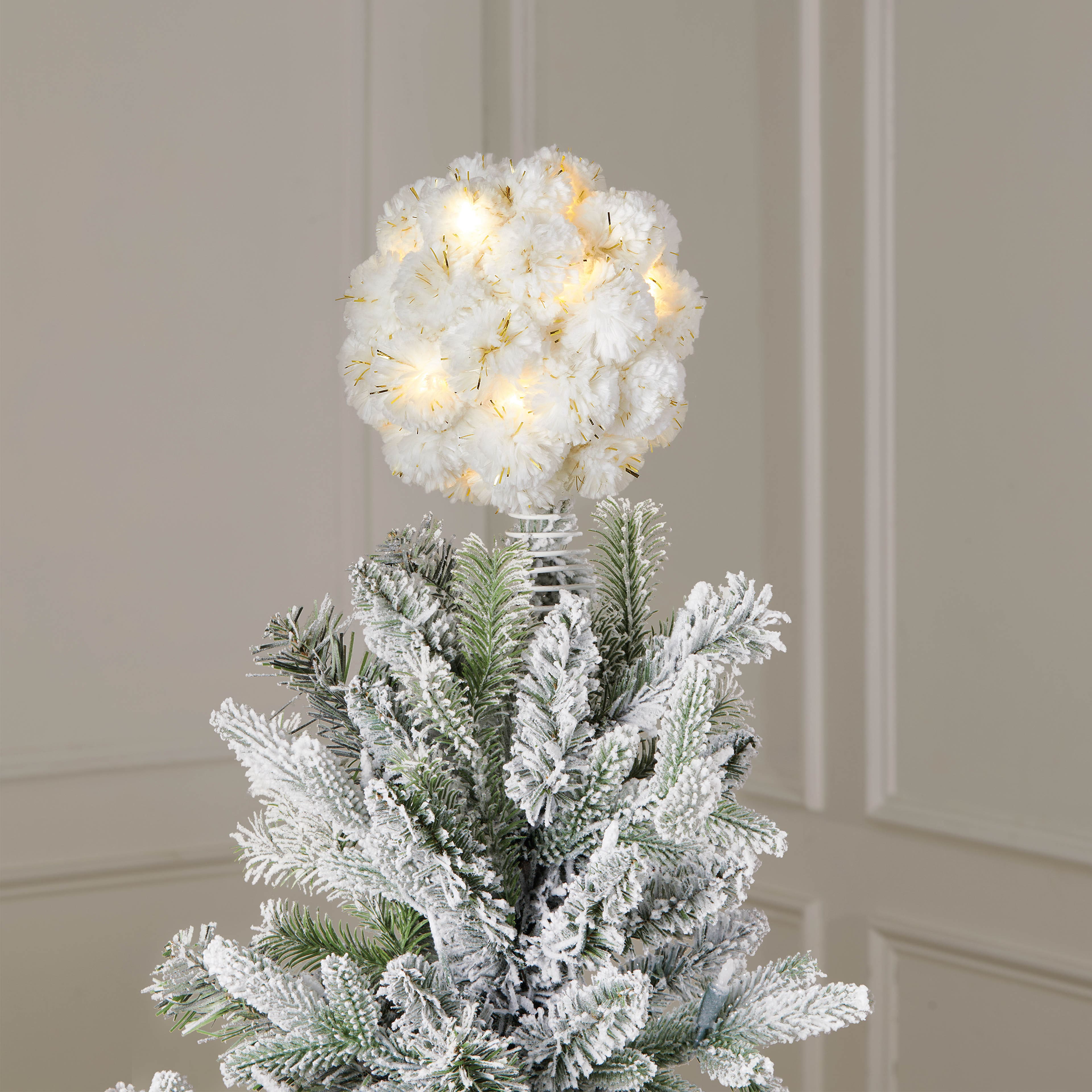 15ct. Warm White LED Cream Pom Pom Ball Tree Topper by Ashland&#xAE;