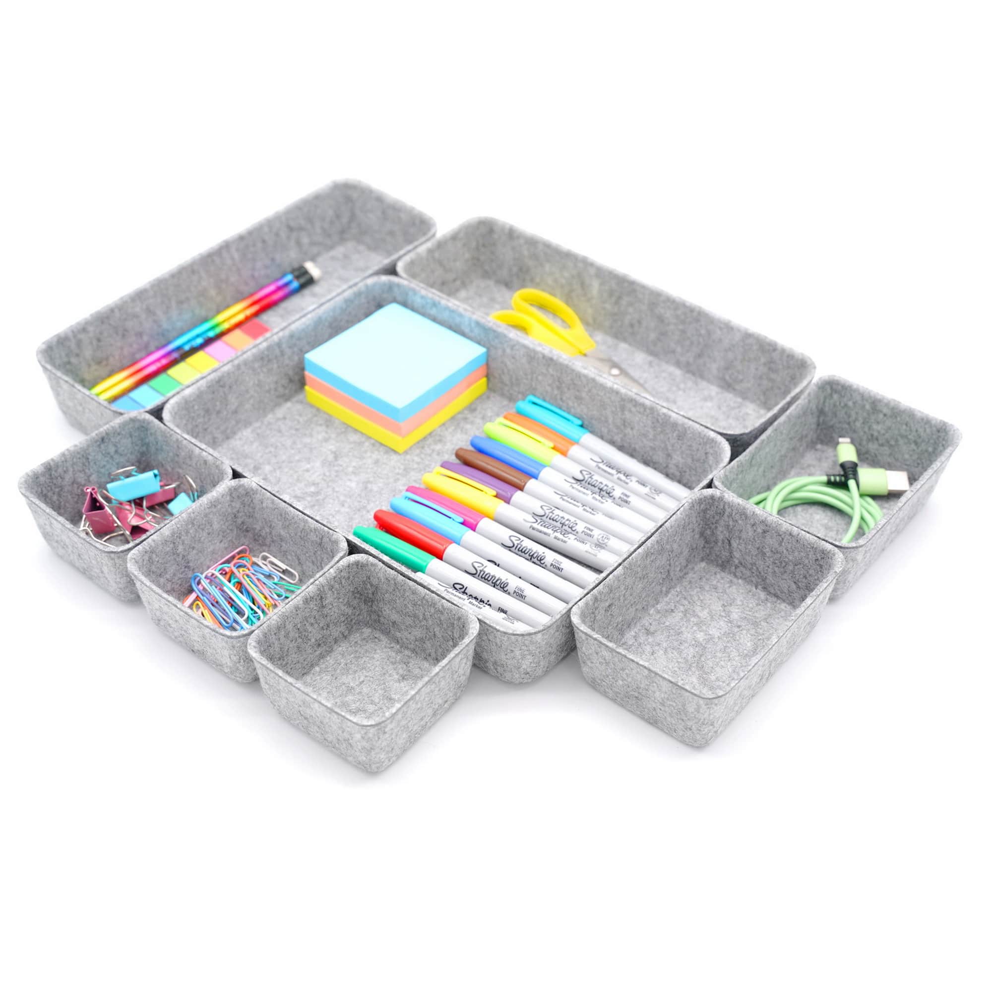 Welaxy Felt 8 Piece Drawer Organizer Tray Set