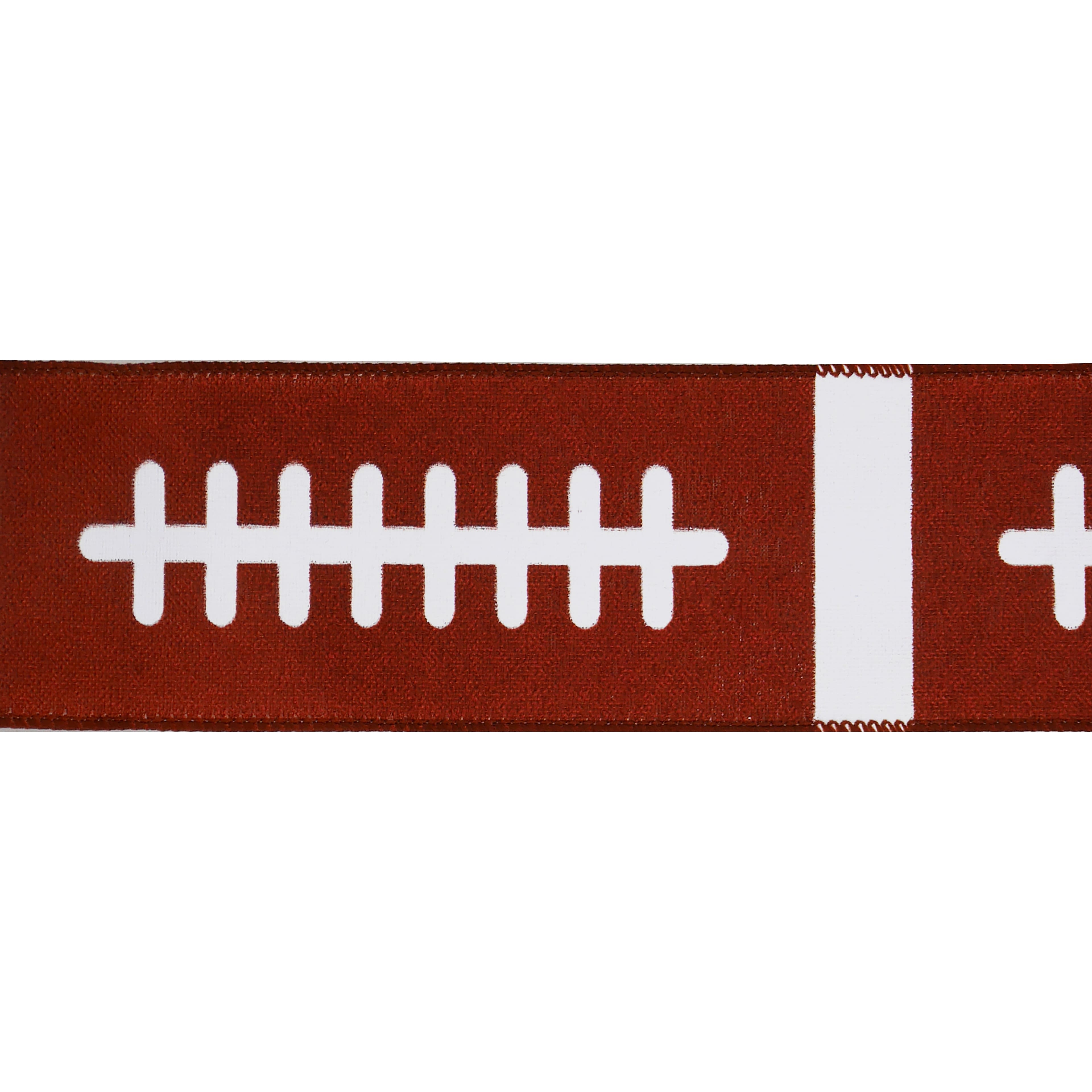 2.5&#x22; x 6.6yd. Football Wired Faux Linen Ribbon by Celebrate It&#x2122; Tailgate