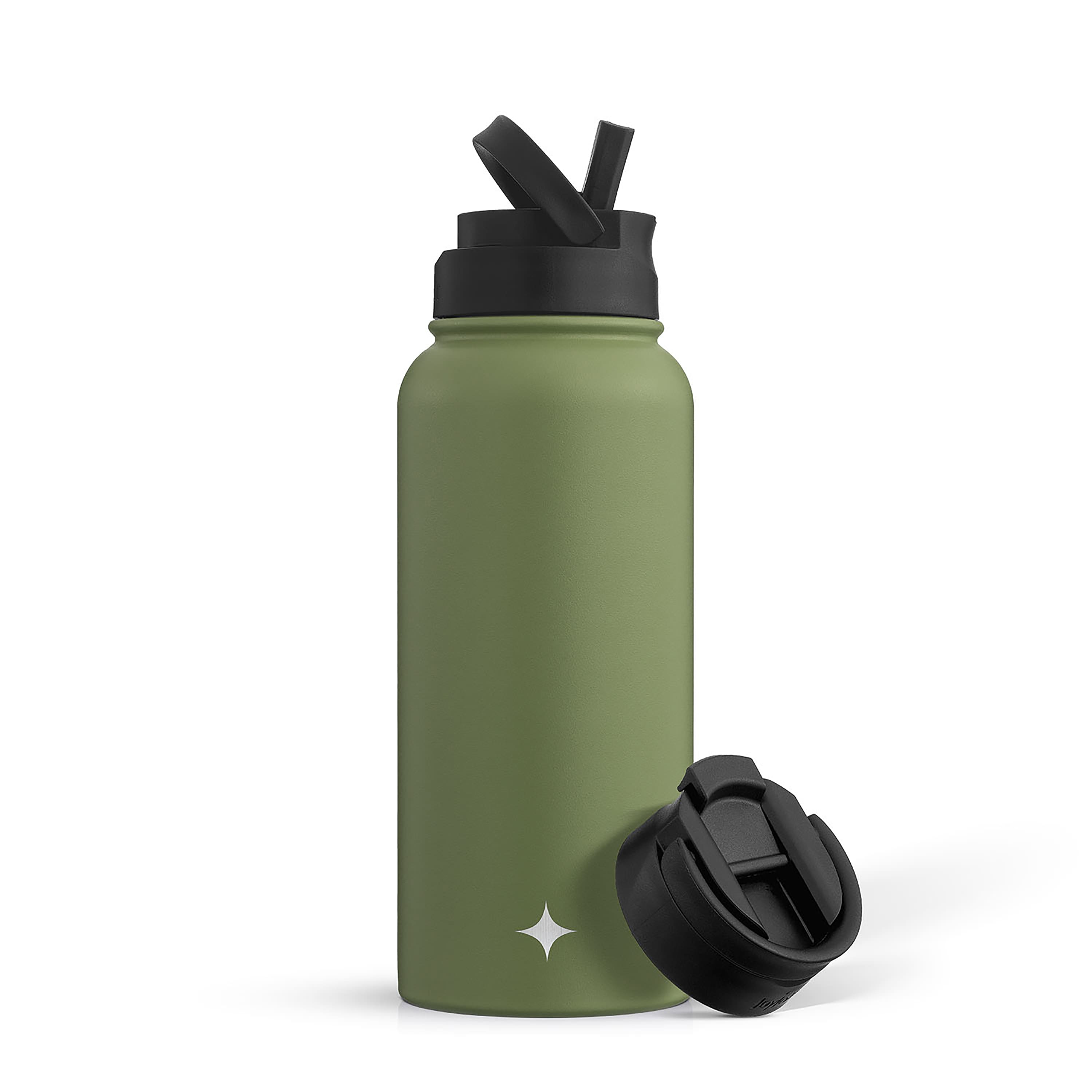 JoyJolt Vacuum Insulated Water Bottle with Flip Lid & Sport Straw Lid