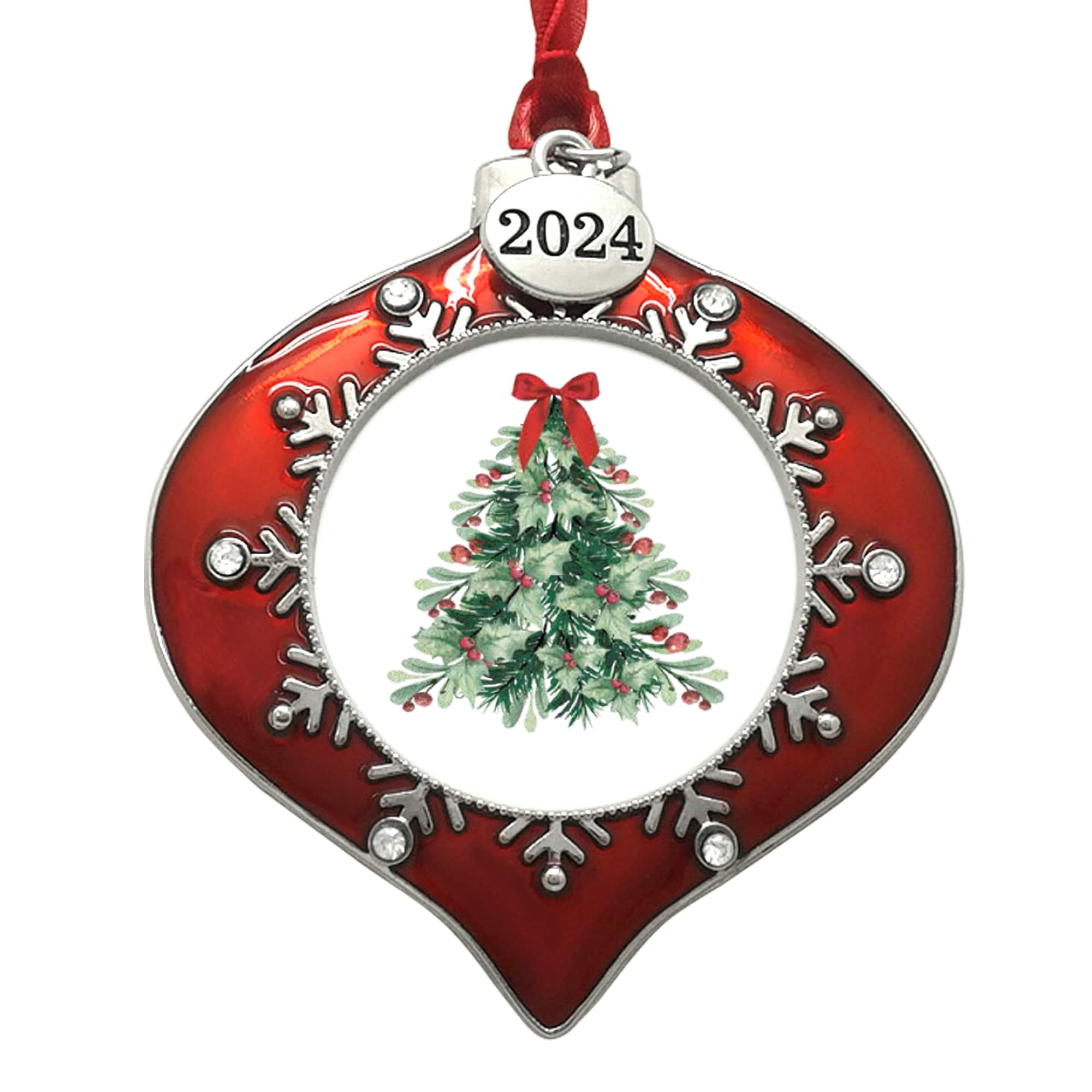 2&#x22; x 2&#x22; Red &#x26; Silver Onion 2024 Ornament Frame by Studio D&#xE9;cor&#xAE;