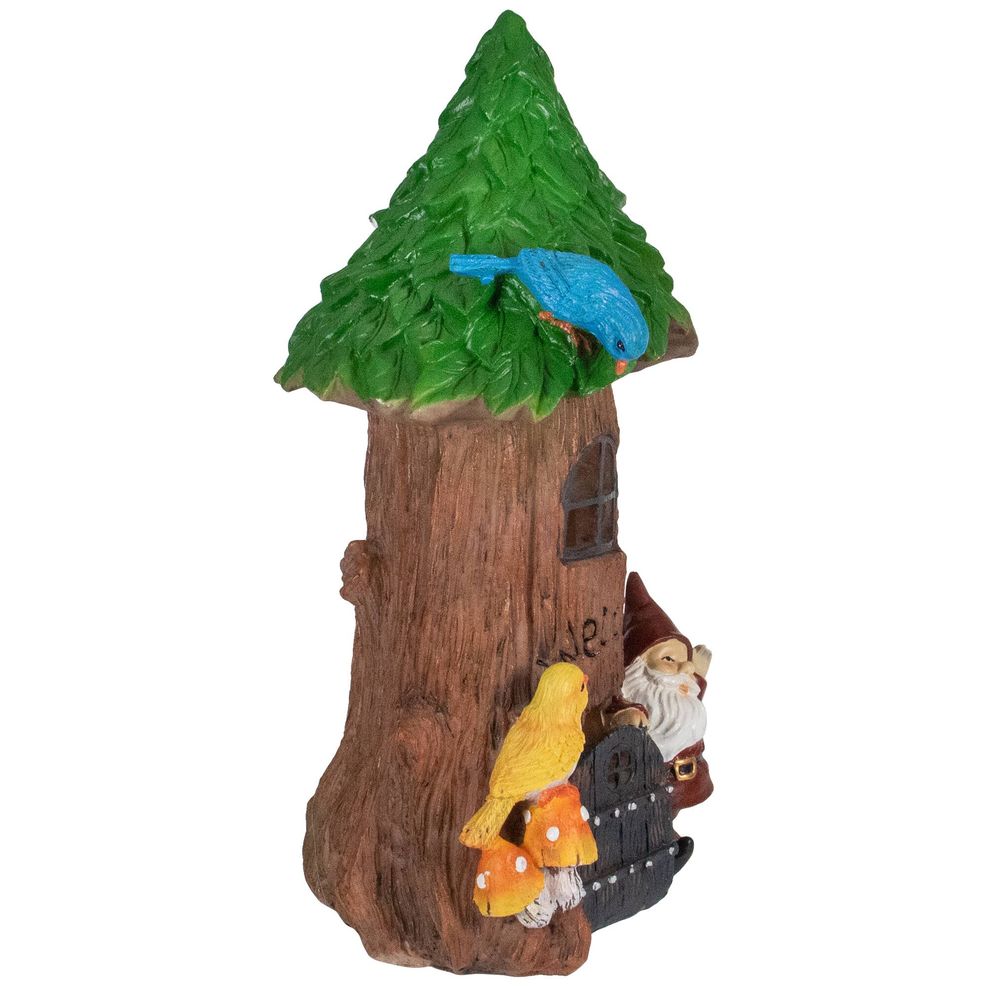 14&#x22; Solar Lighted Welcome Gnome Tree House Outdoor Garden Statue