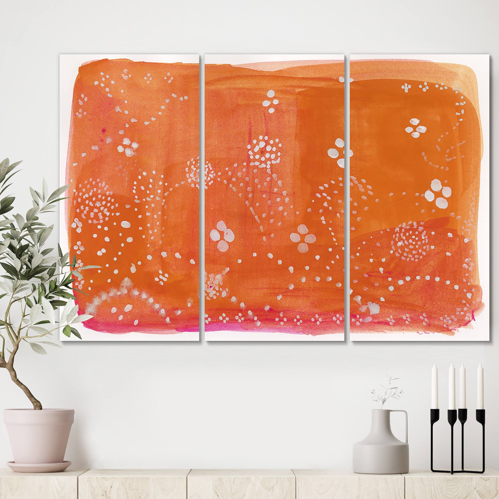 Designart - Indian Orange Composition - Mid Century Modern Premium Canvas Wall Art