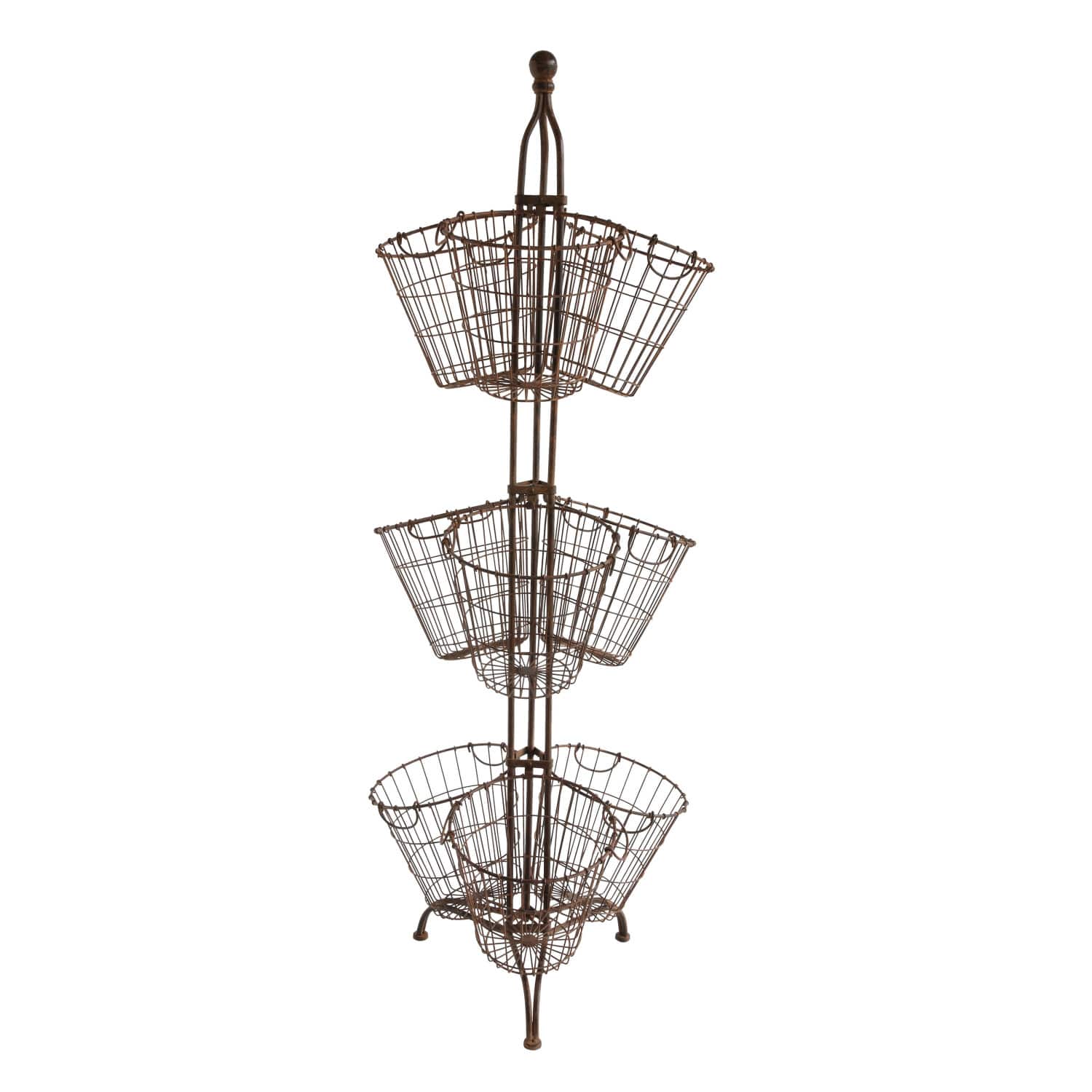 Hello Honey® 6ft. 3-Tier Brown Metal Stand with 9 Wire Baskets