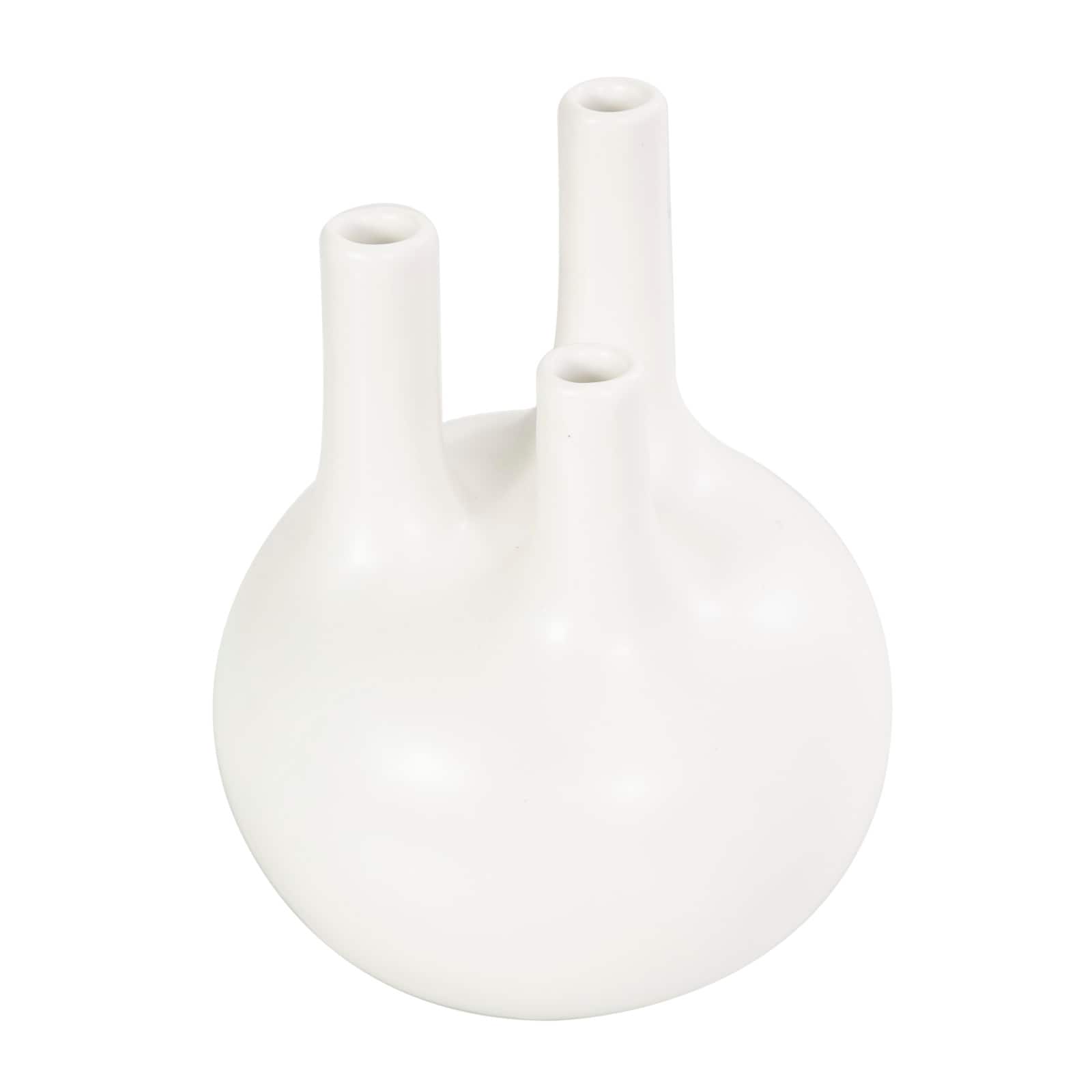 CosmoLiving by Cosmopolitan White Ceramic Round Bud Vase Set with Multiple Openings