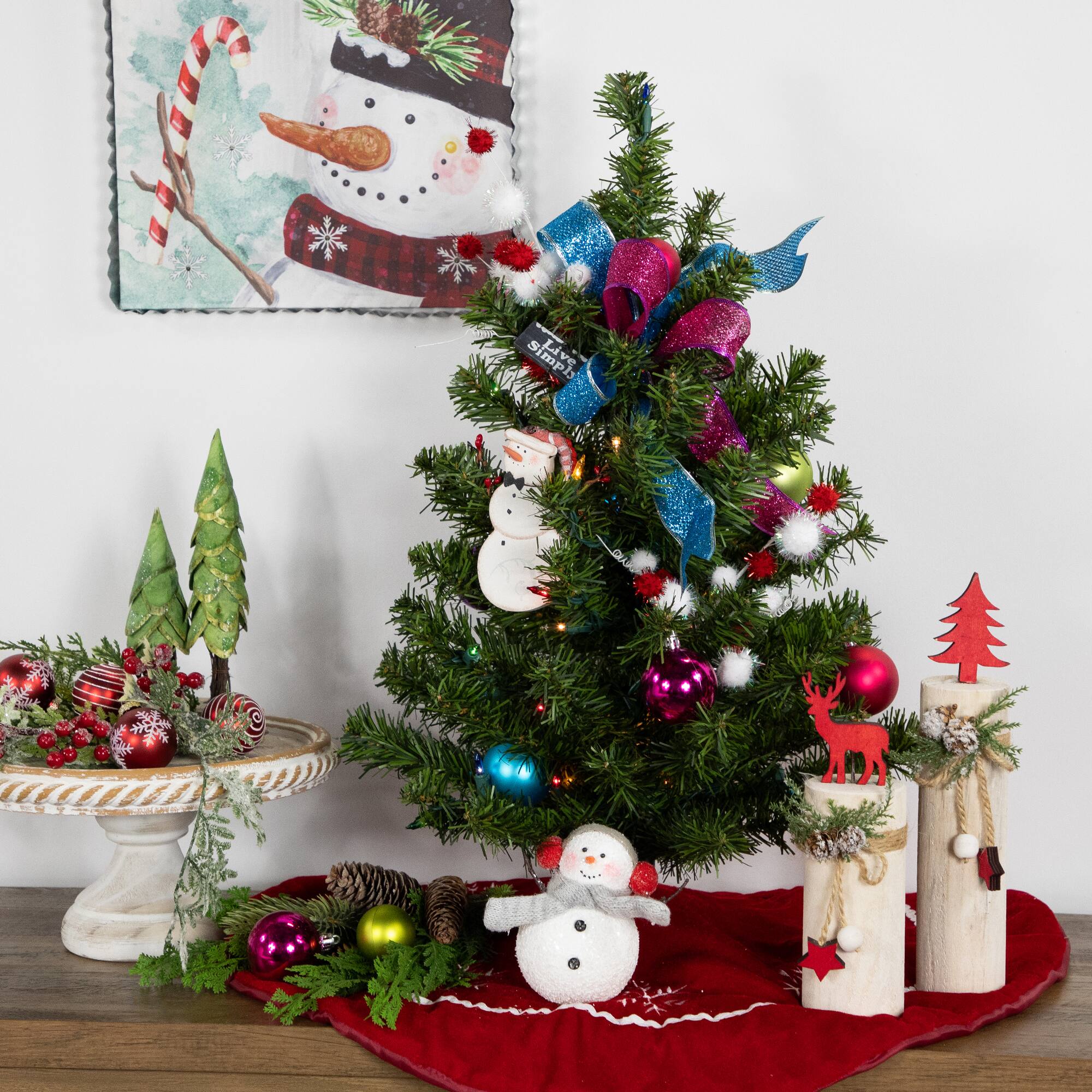 2ft. Pre-Lit Canadian Pine Artificial Christmas Tree, Multicolor Lights