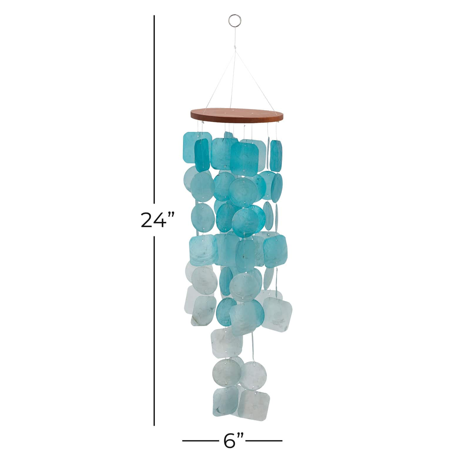 Blue Capiz shell Coastal Windchime, 24&#x22;