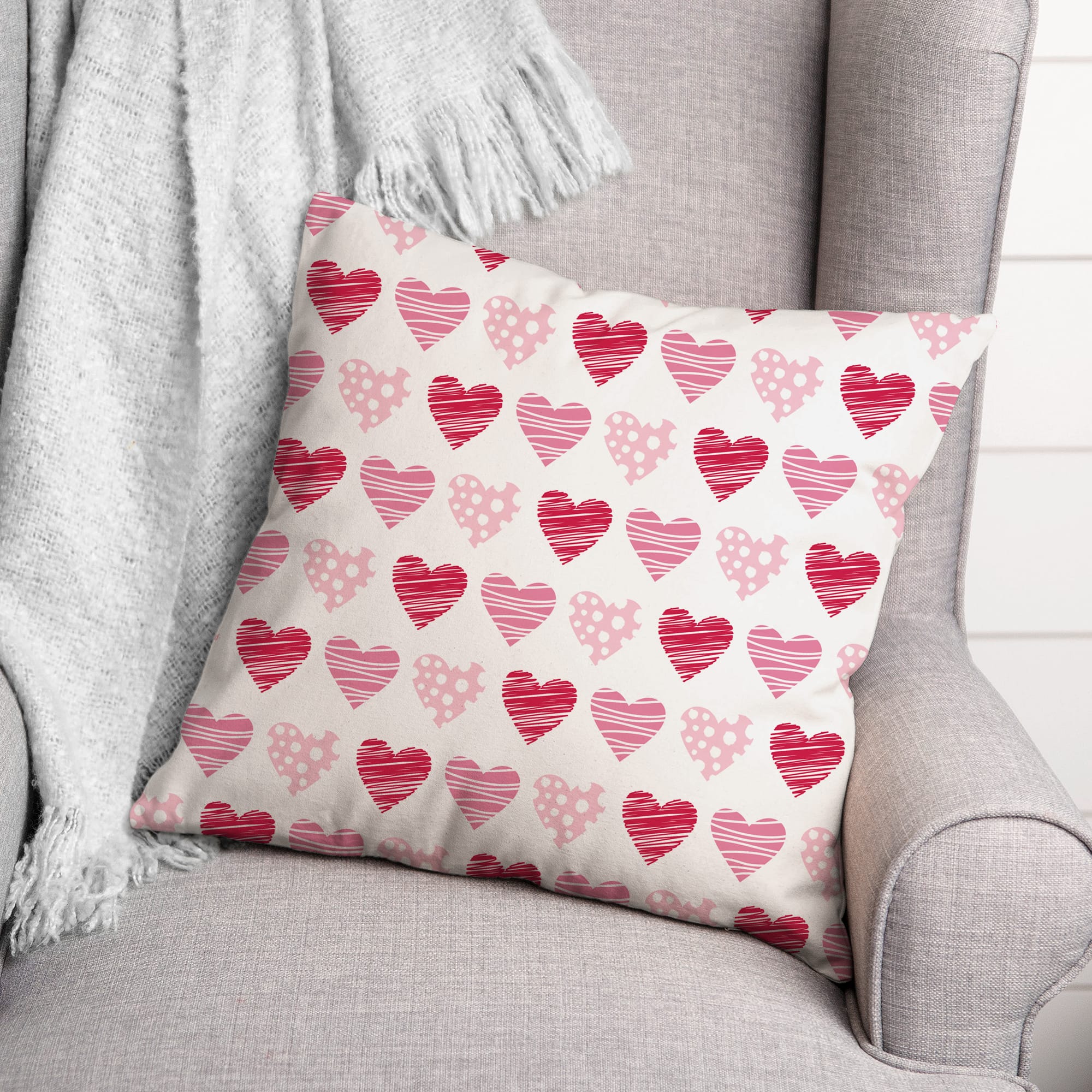 Tri Hearts Throw Pillow