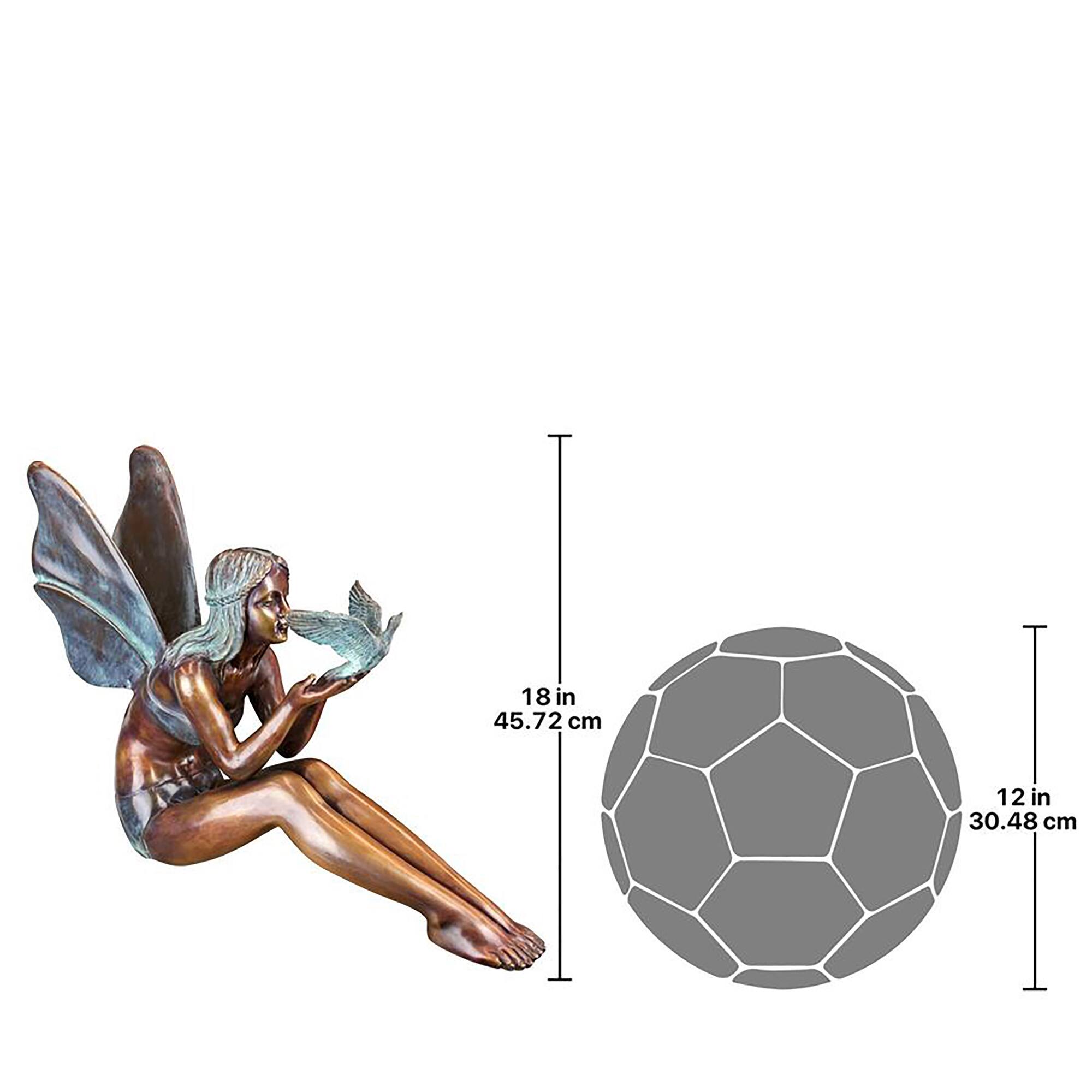 Design Toscano 18" Bird Fairy Cast Bronze Garden Statue