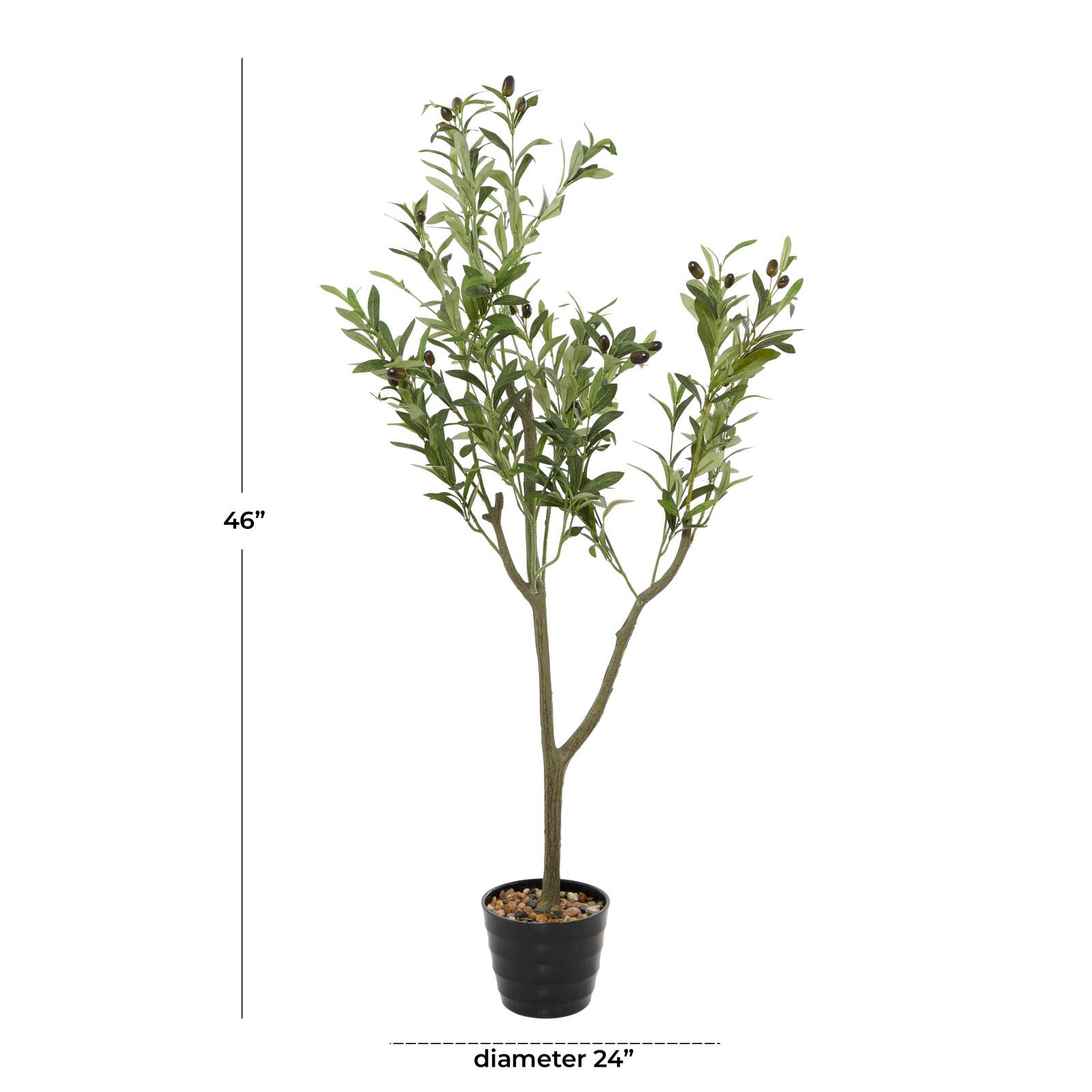4ft. Green Olive Faux Foliage Artificial Tree with Black Melamine Pot