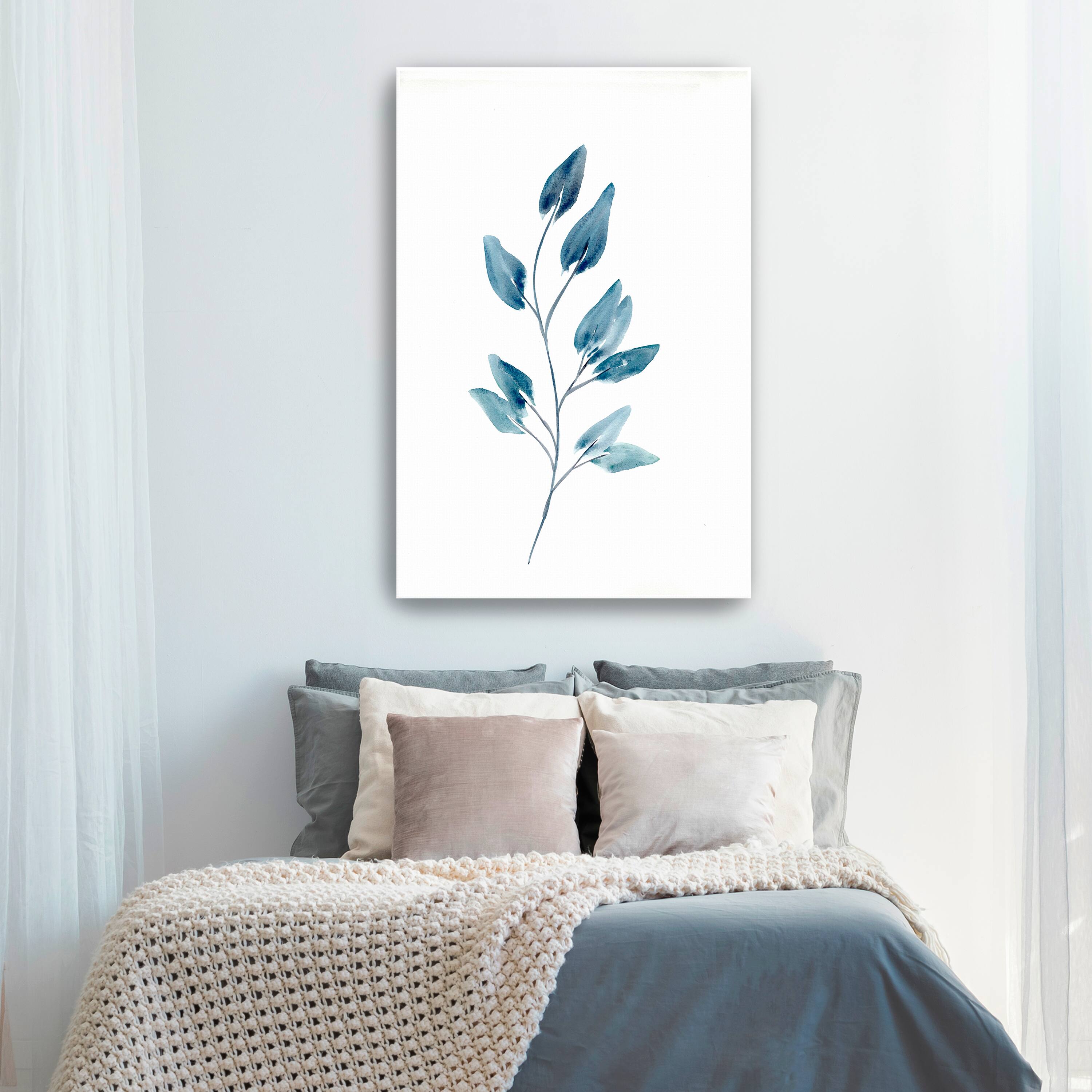 Farmhouse Leaves Blue II Canvas Giclee