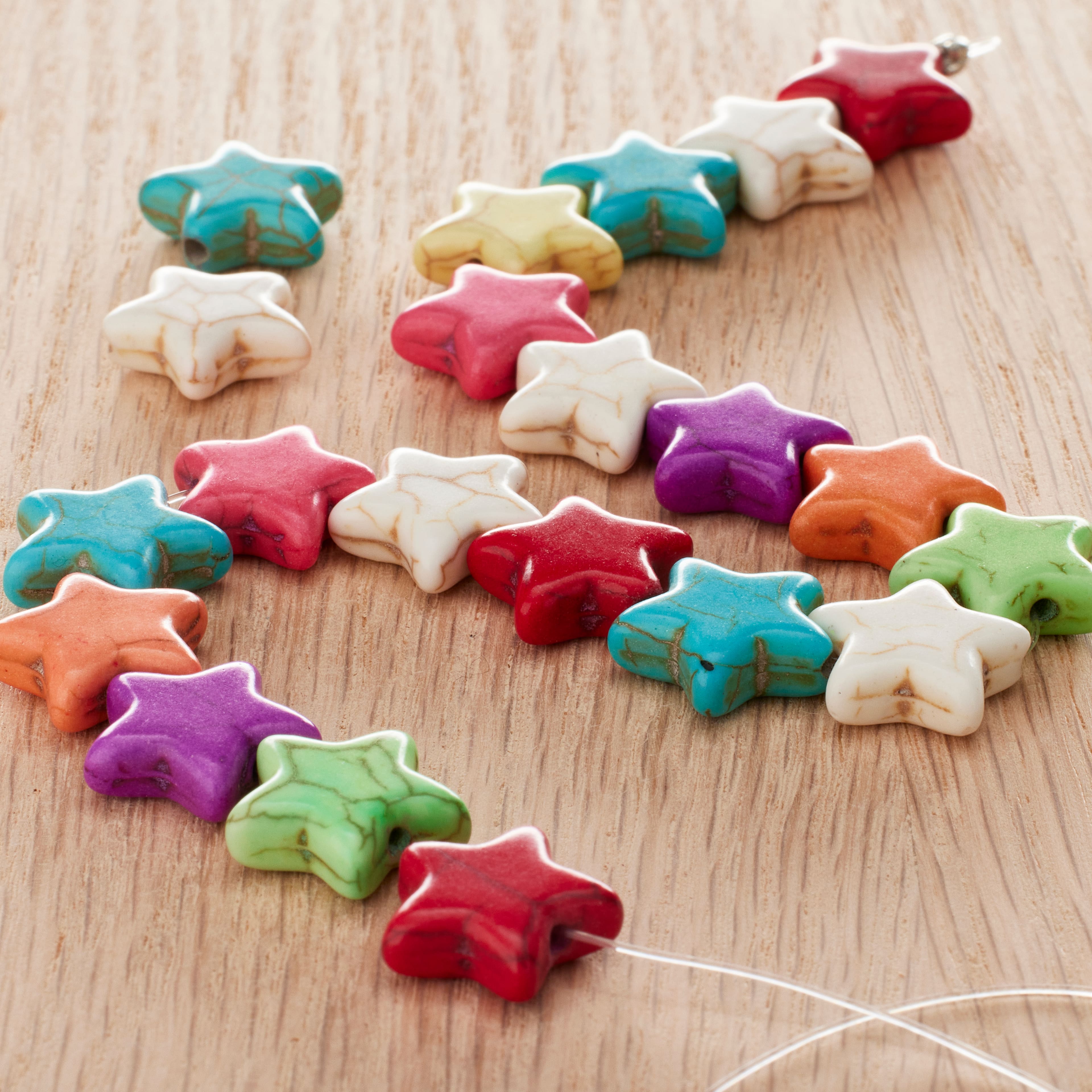 12 Pack:  Colorful Reconstituted Star Beads, 15mm by Bead Landing&#x2122;