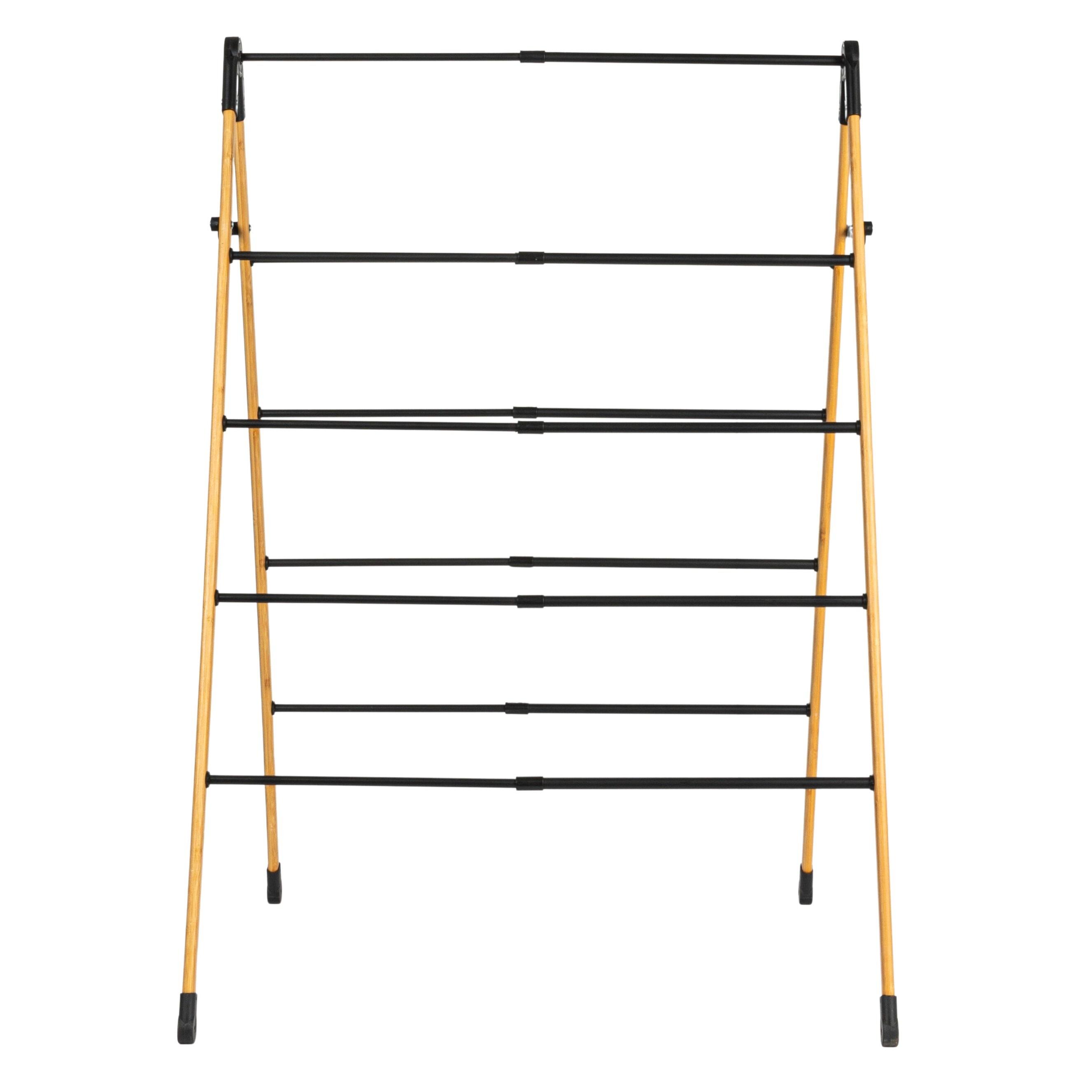 Household Essentials Bamboo V-Shaped Expandable Laundry Drying Rack