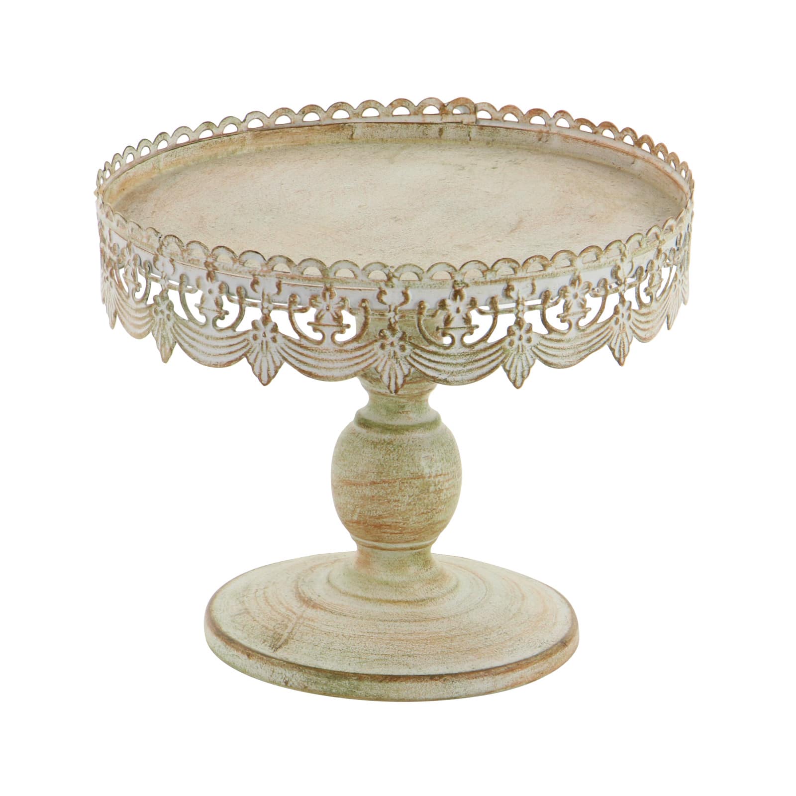 White Iron Farmhouse Cake Stand, 9&#x22; x 10&#x22; x 10&#x22;