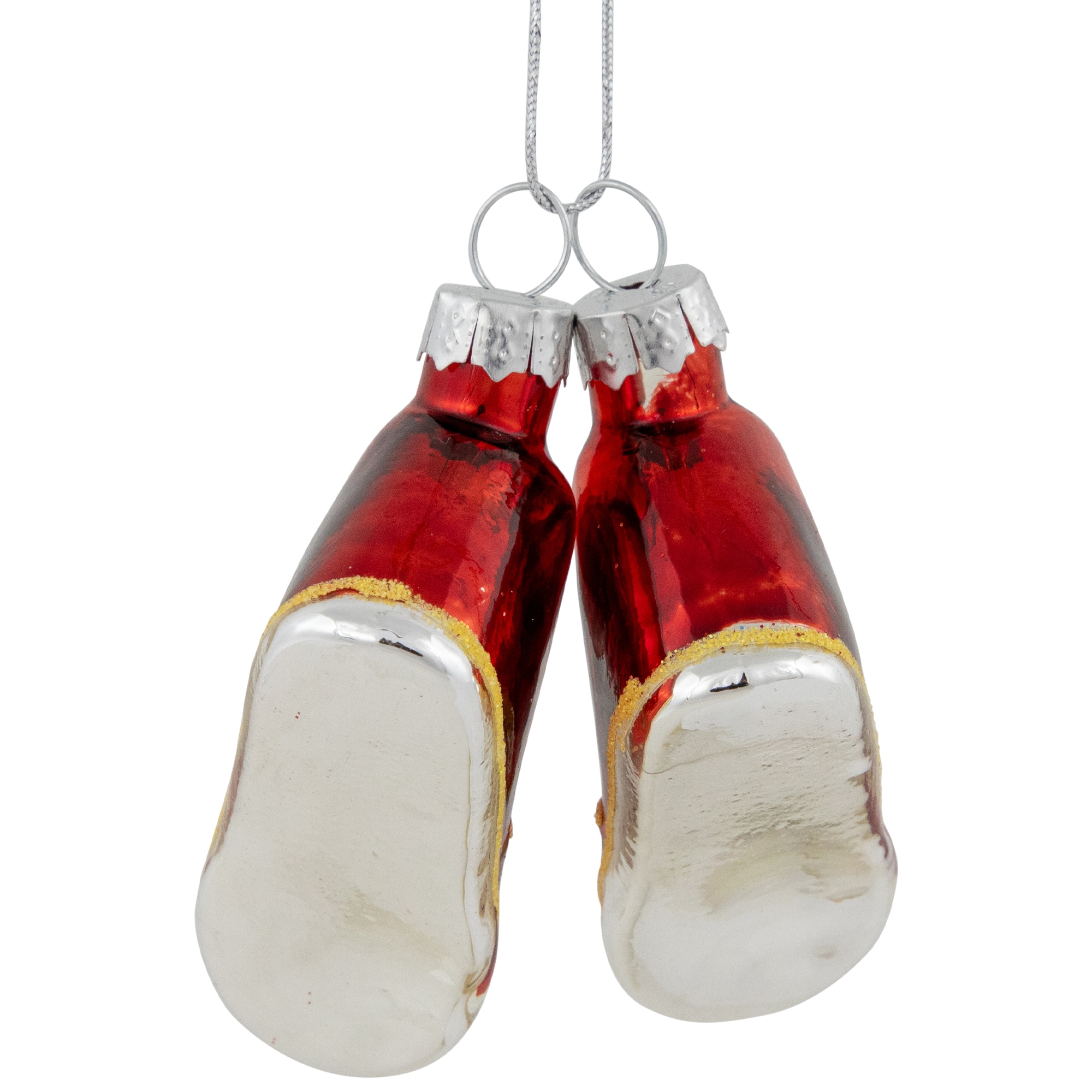 2.25" Red and Silver Sneakers Glass Christmas Hanging Ornament