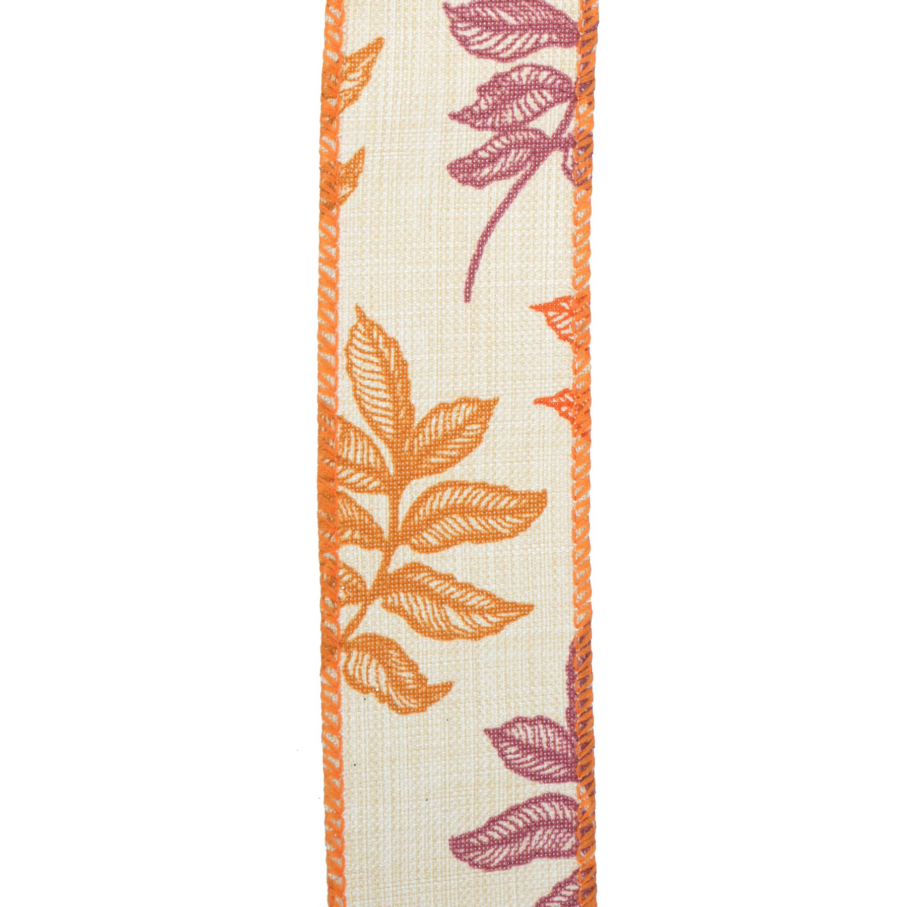 1.5" x 30ft. Purple & Orange Leaf Wired Ribbon by Celebrate It®