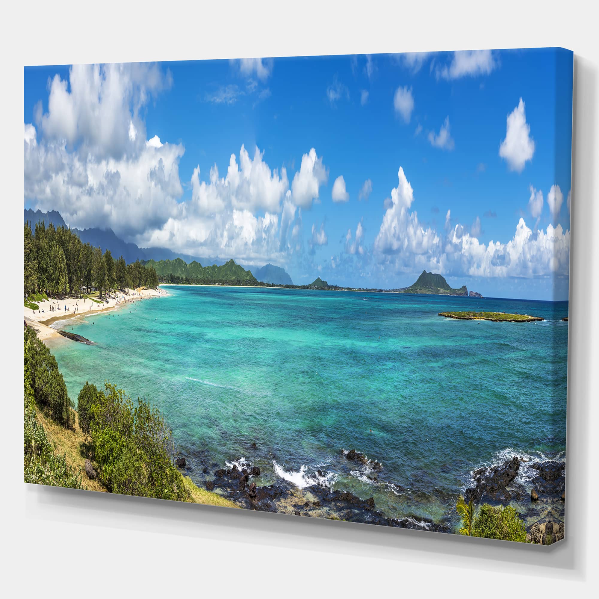 Designart - Kailua Beach in Oahu - Landscapes Sea &#x26; Shore Photographic on wrapped Canvas