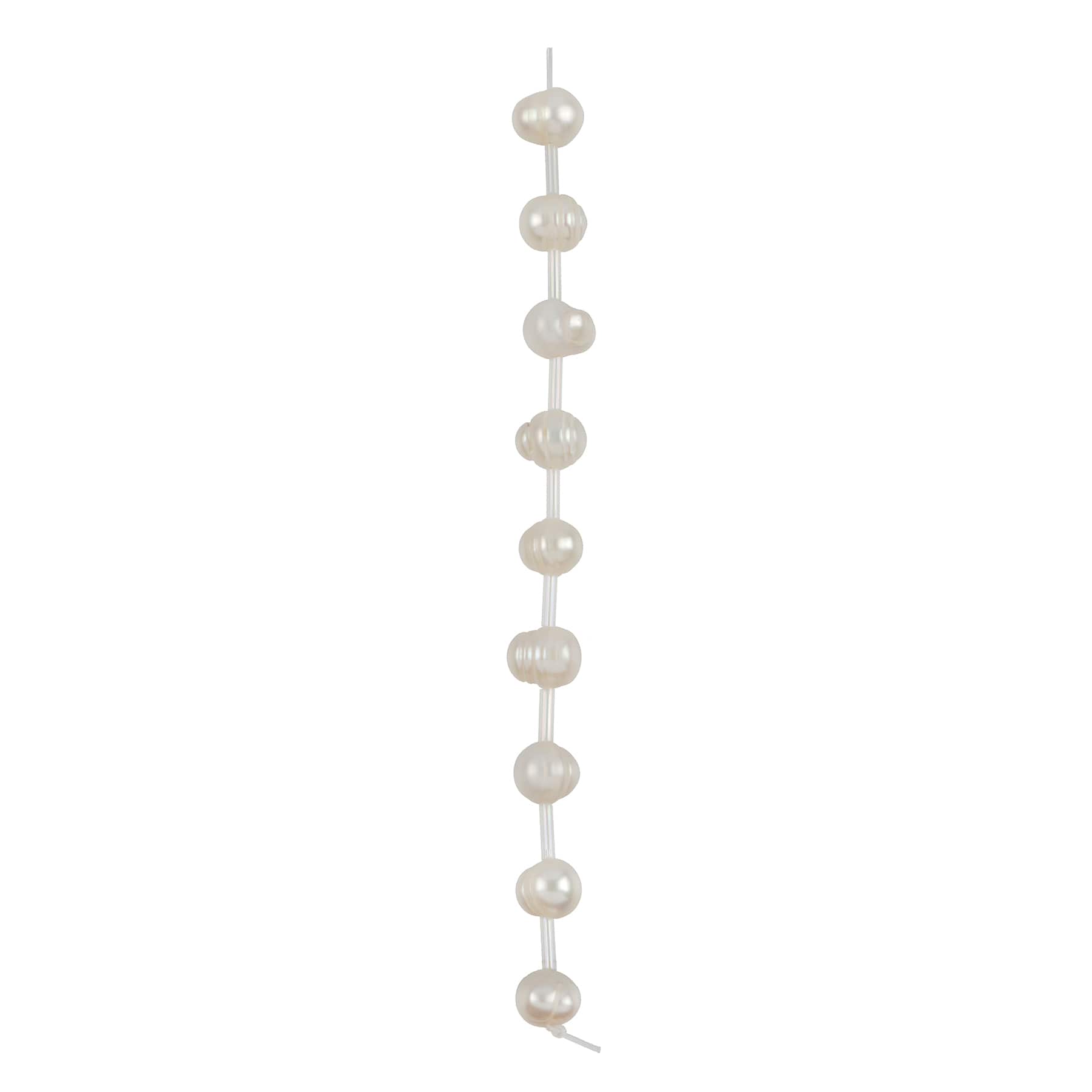 Perles d&#x2019;eau douce blanches en forme de pomme de terre de 8&#xA0;mm Bead Landing