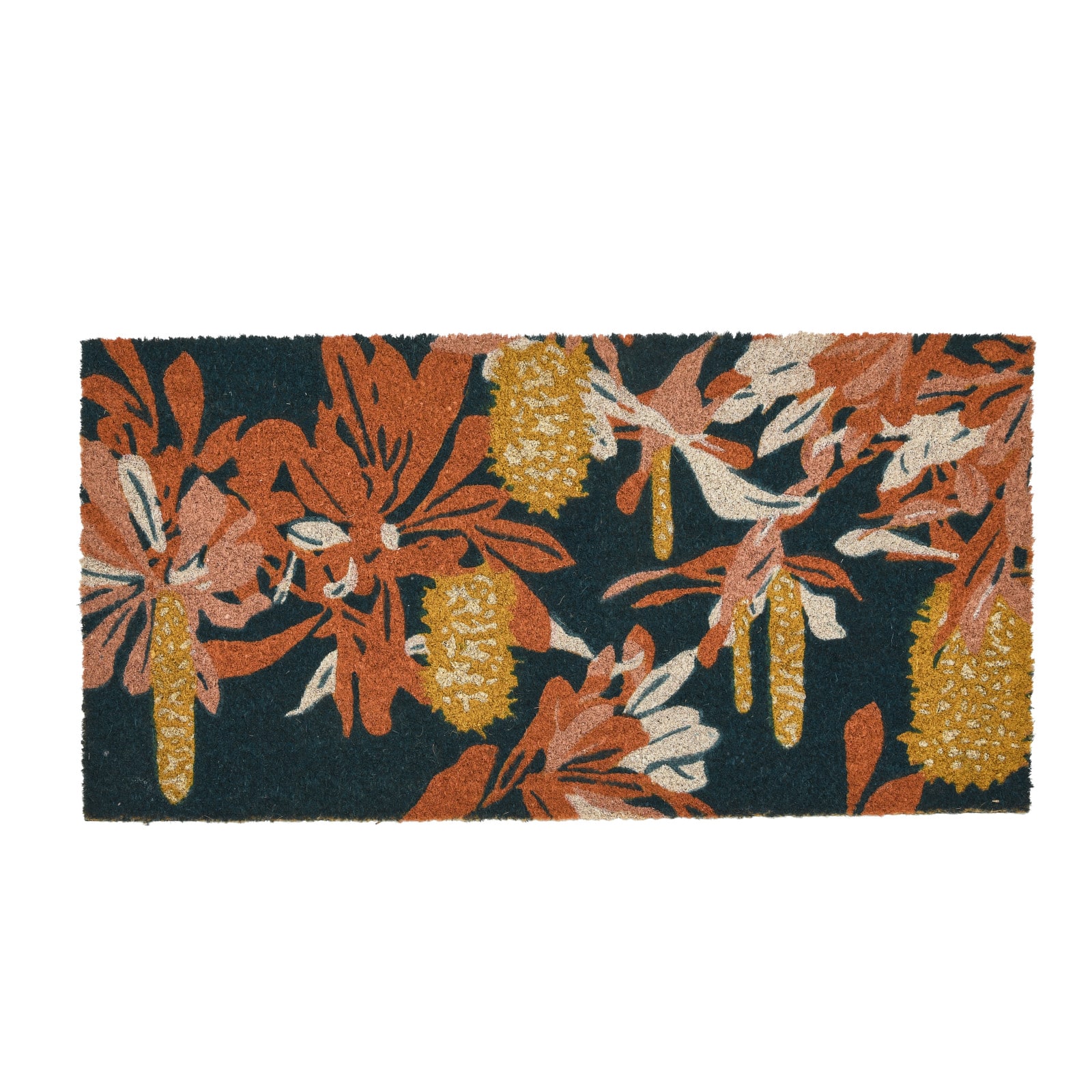 Multicolor Floral Print Natural Coir Doormat
