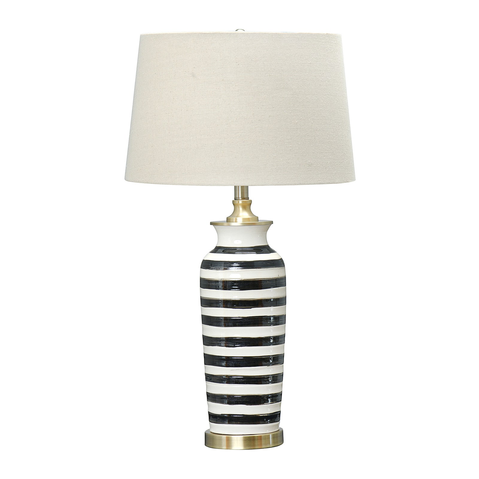 Black &#x26; White Striped Ceramic Table Lamp