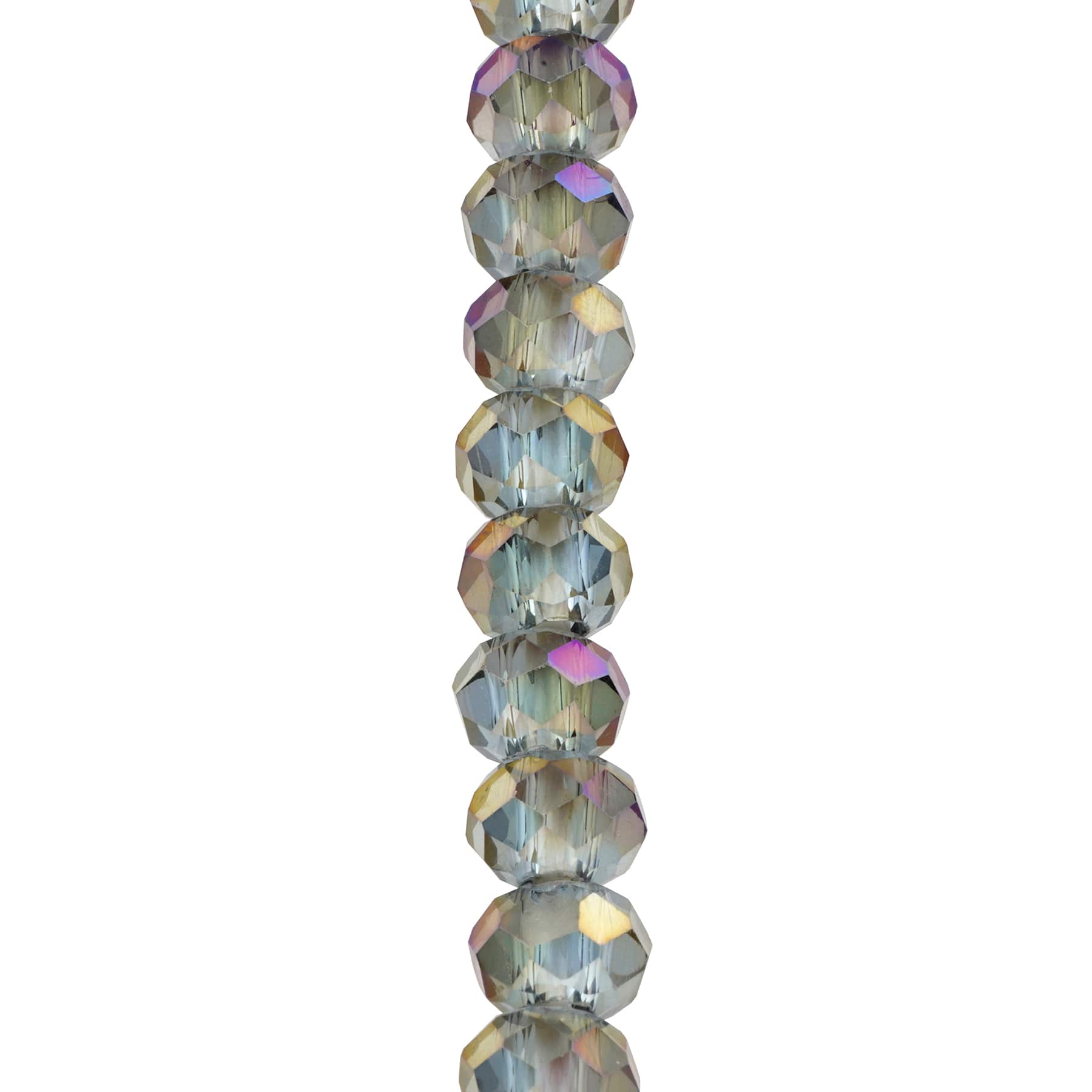 12 Pack: Gray Large Hole Faceted Glass Rondelle Beads by Bead Landing™