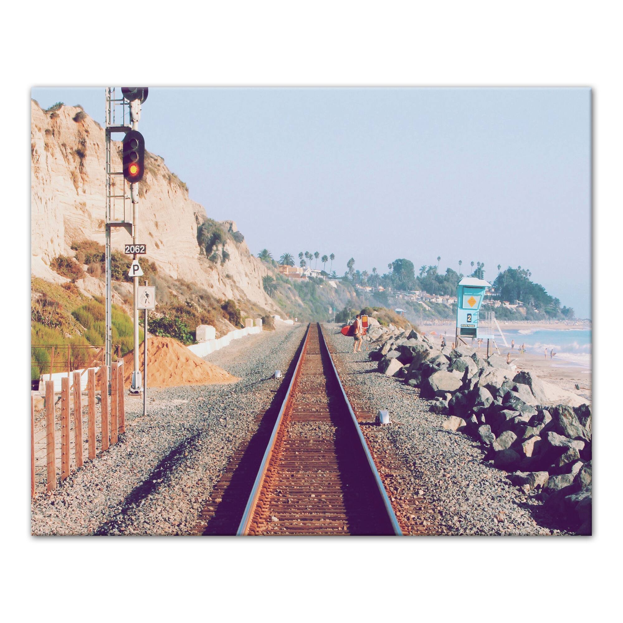Beachside Railroads 20&#x22; x 16&#x22; Canvas Wall Art