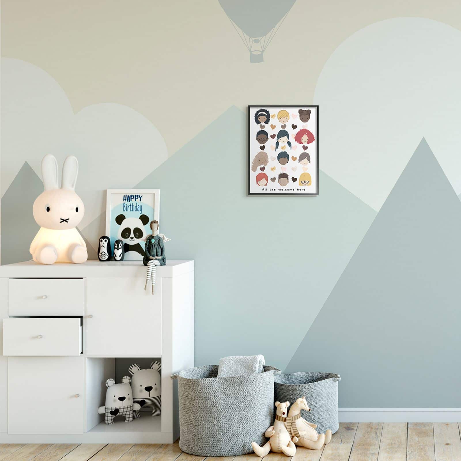 Stupell Industries All Welcome Here Child Portraits Black Framed Wall Art