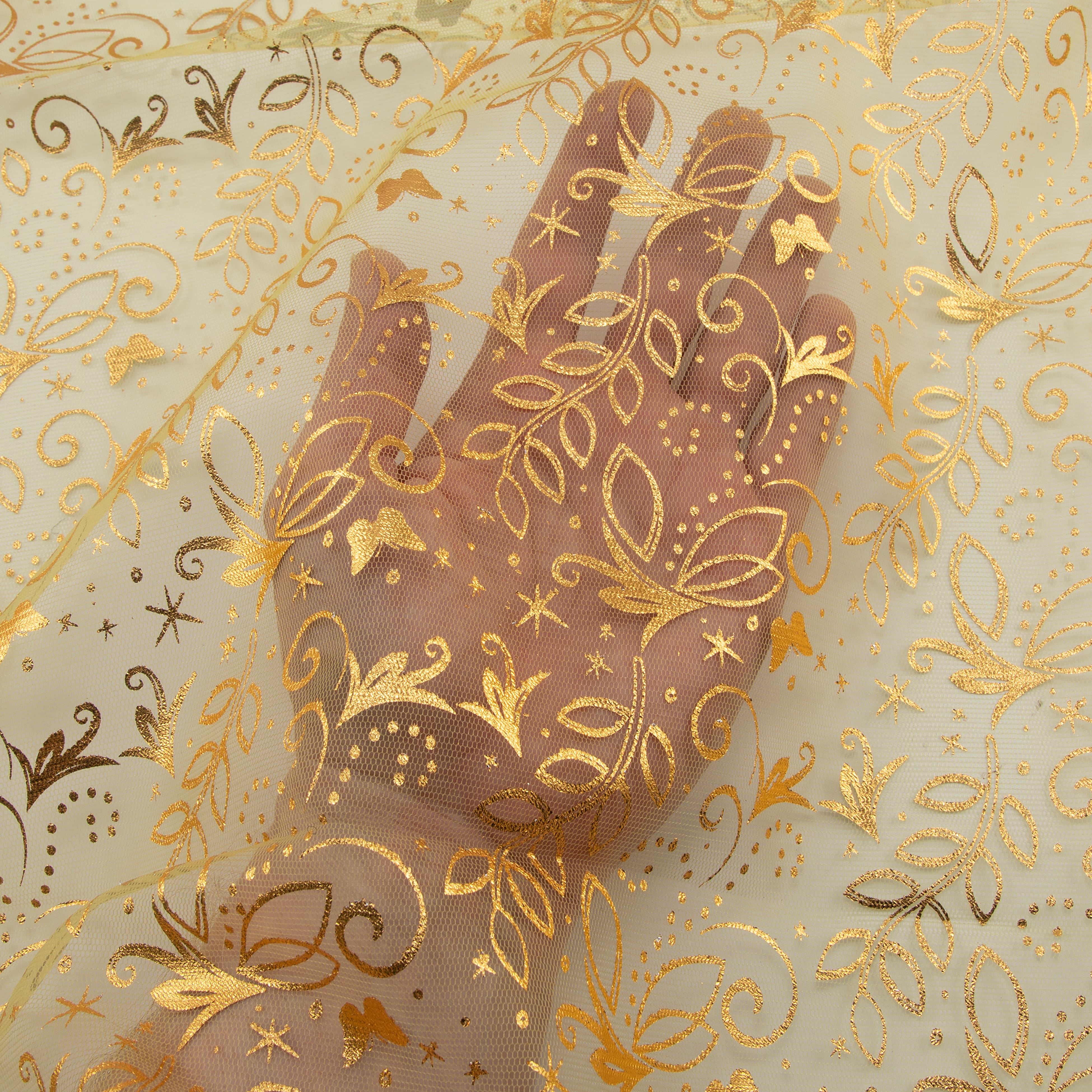 Wyla Yellow Butterfly Mesh Polyester Fabric