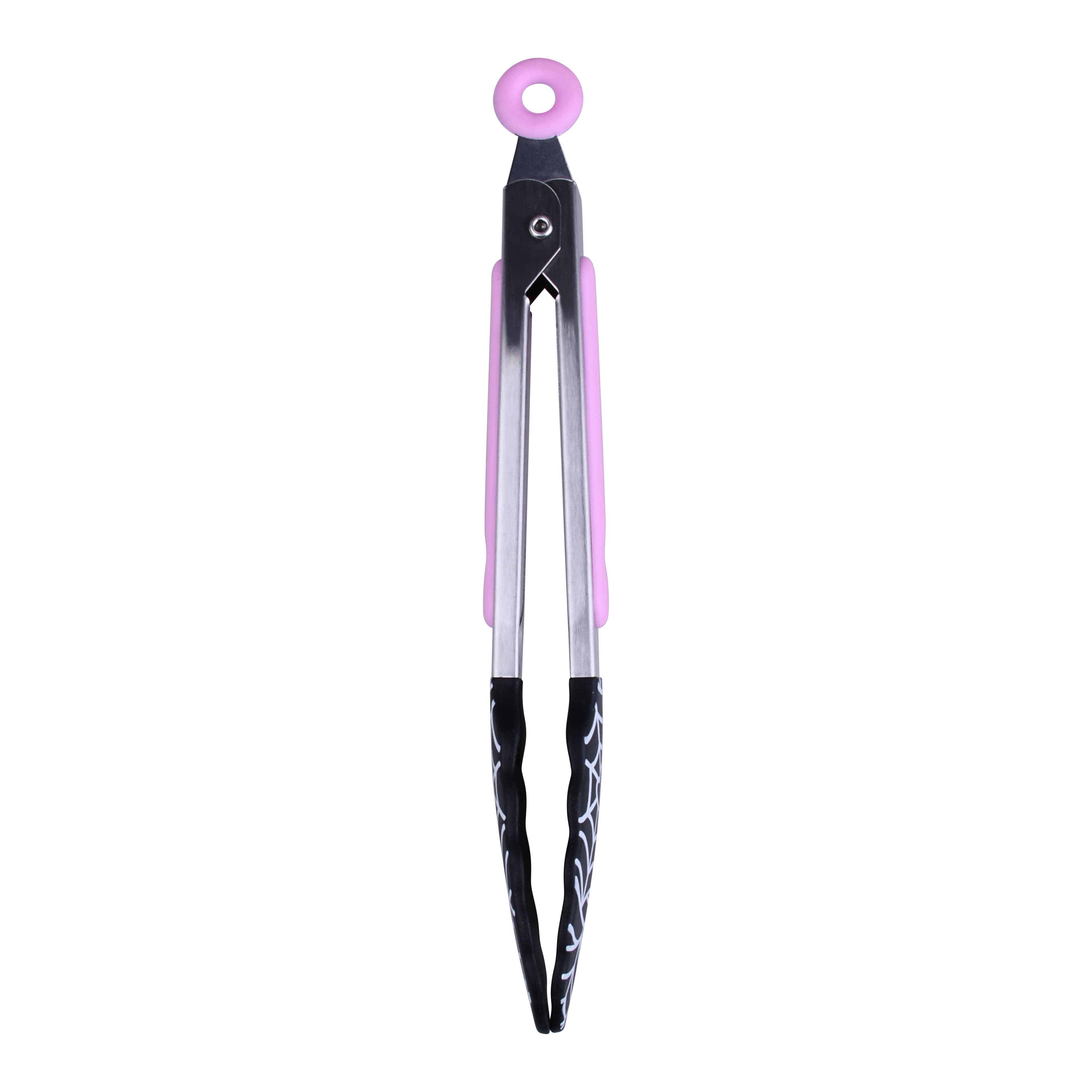 Mini Pink &#x26; Black Spiderweb Silicone Tongs by Makery&#x2122;