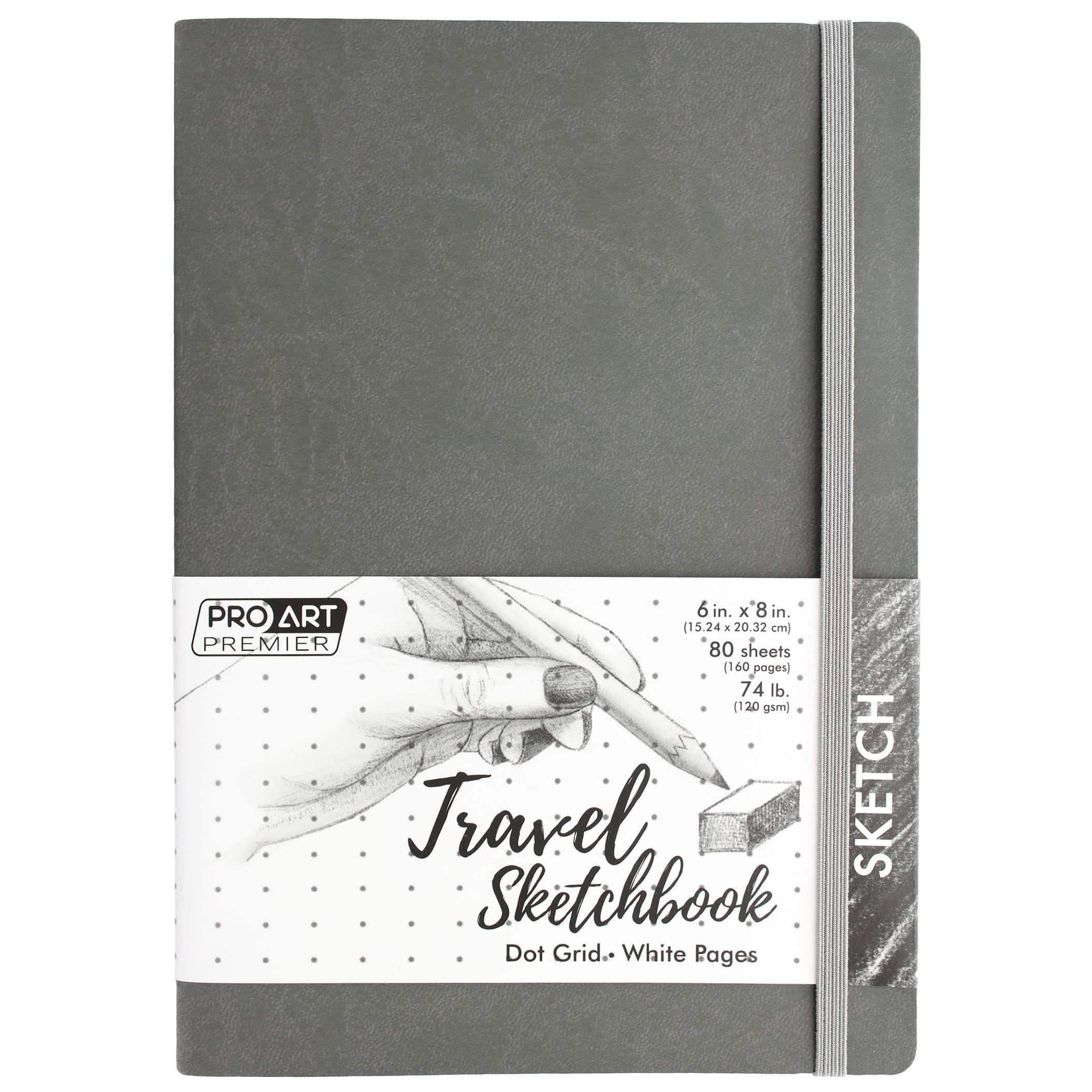 Pro Art® Premier Gray Dot Grid Travel Sketchbook, 6'' x 8