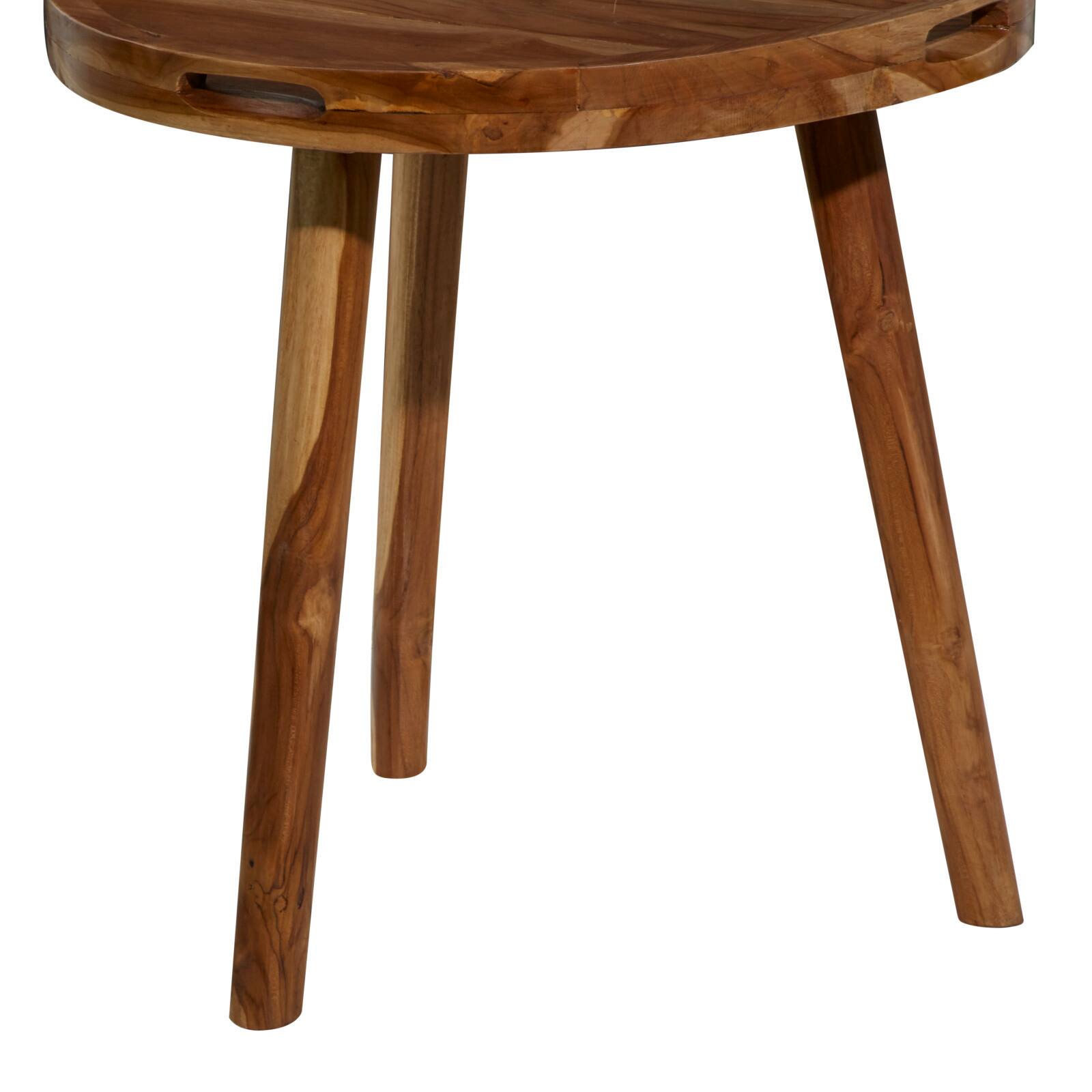 24&#x22; Brown Teakwood Contemporary Accent Table