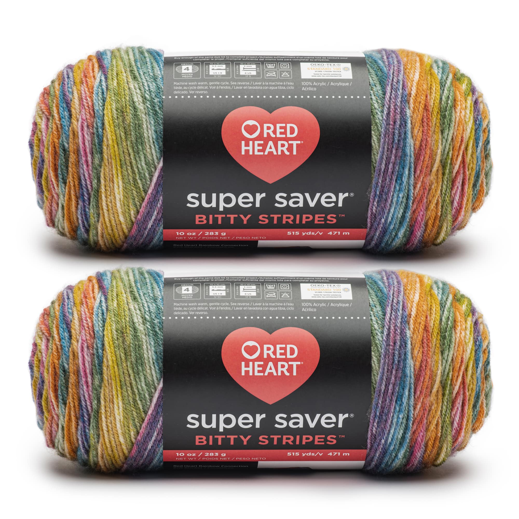 2 Pack Red Heart® Super Saver® Bitty Stripes™ Yarn