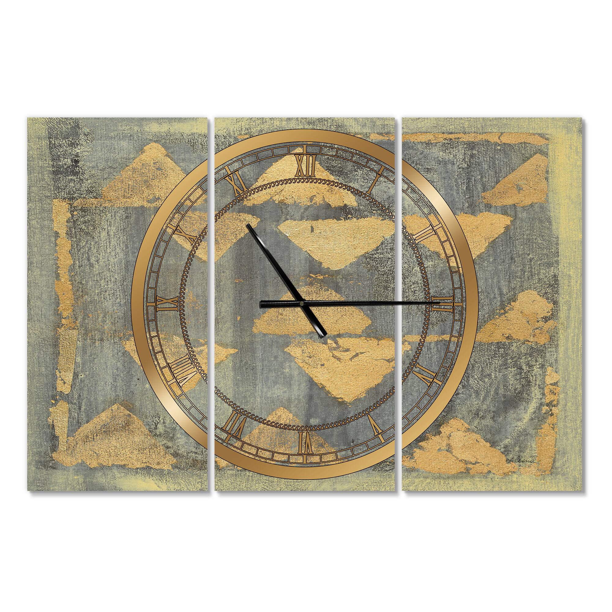 Designart 'Glam Metallic Form I Modern Multipanel Wall Clock