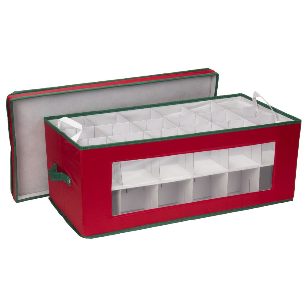 Household Essentials Red &#x26; Green Ornament Storage Box with Window