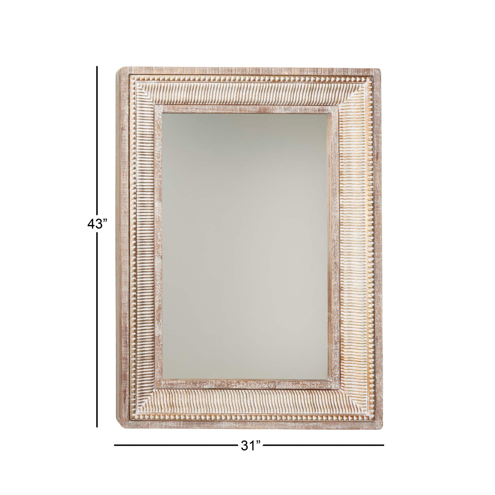 43" Brown Farmhouse Metal Wall Mirror