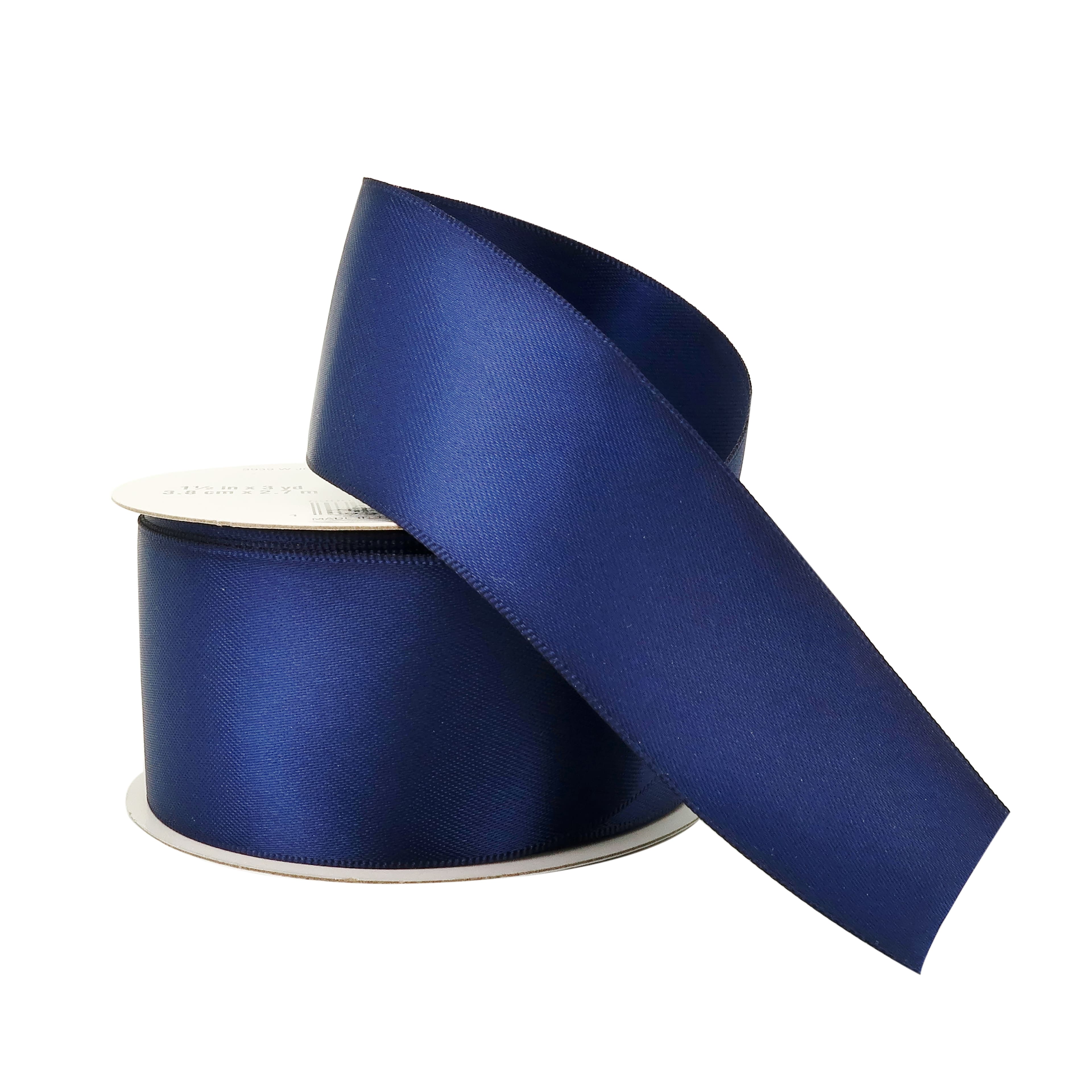 2.5 Deep Navy Double Face French Satin Ribbon - Double Face Satin - Ribbons  - Trims
