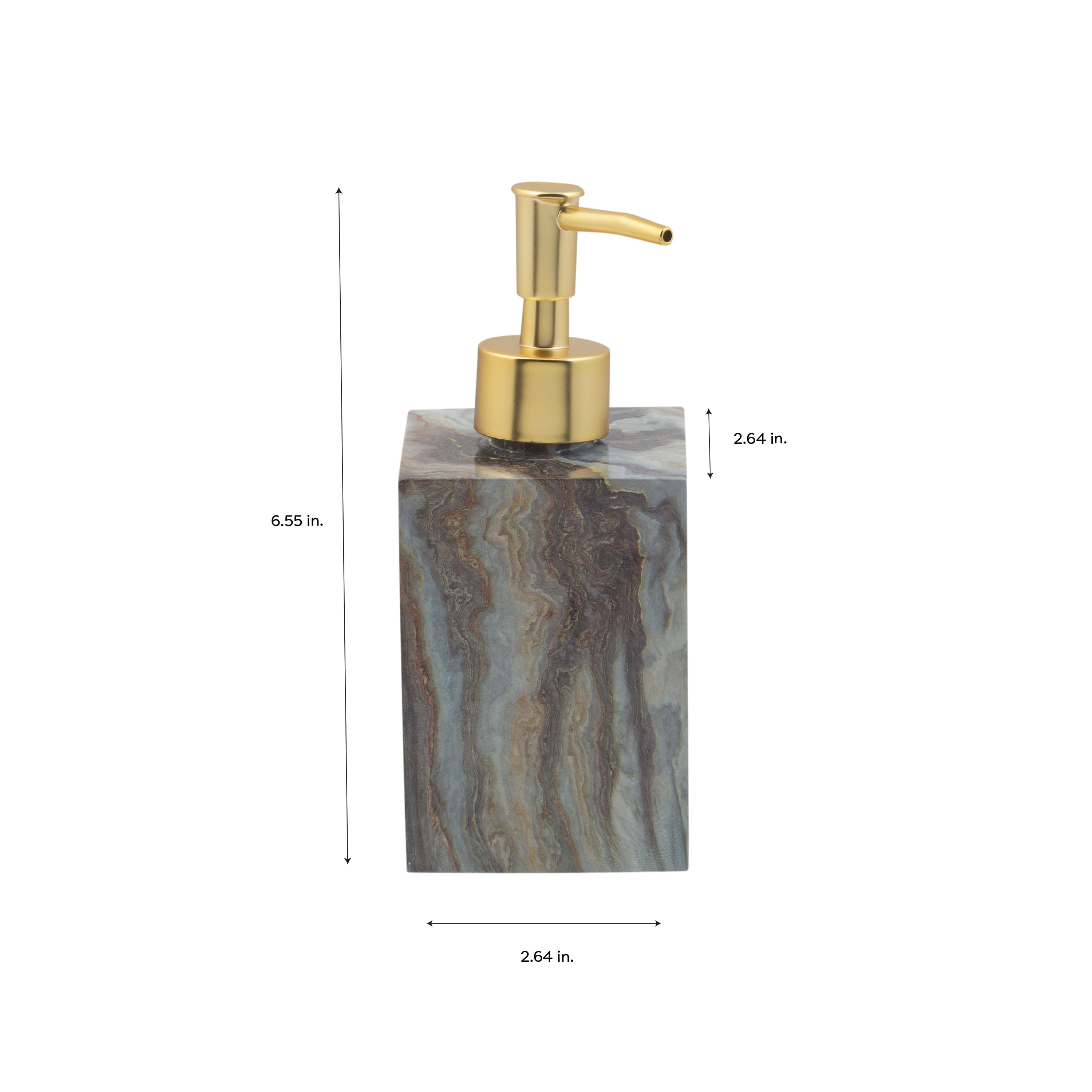 Elle D&#xE9;cor Square Gray Agate Soap Dispenser