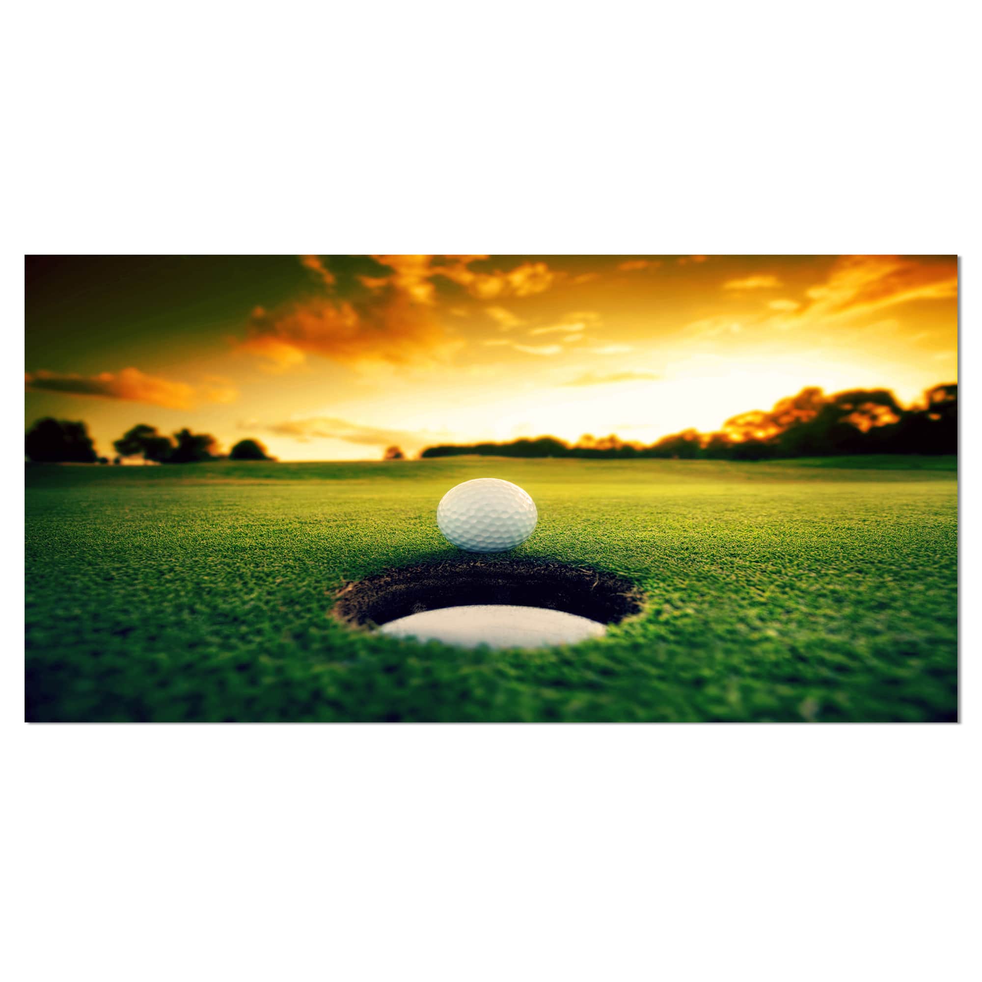 Designart - Golf Ball Near Hole - Landscape Canvas Art Print