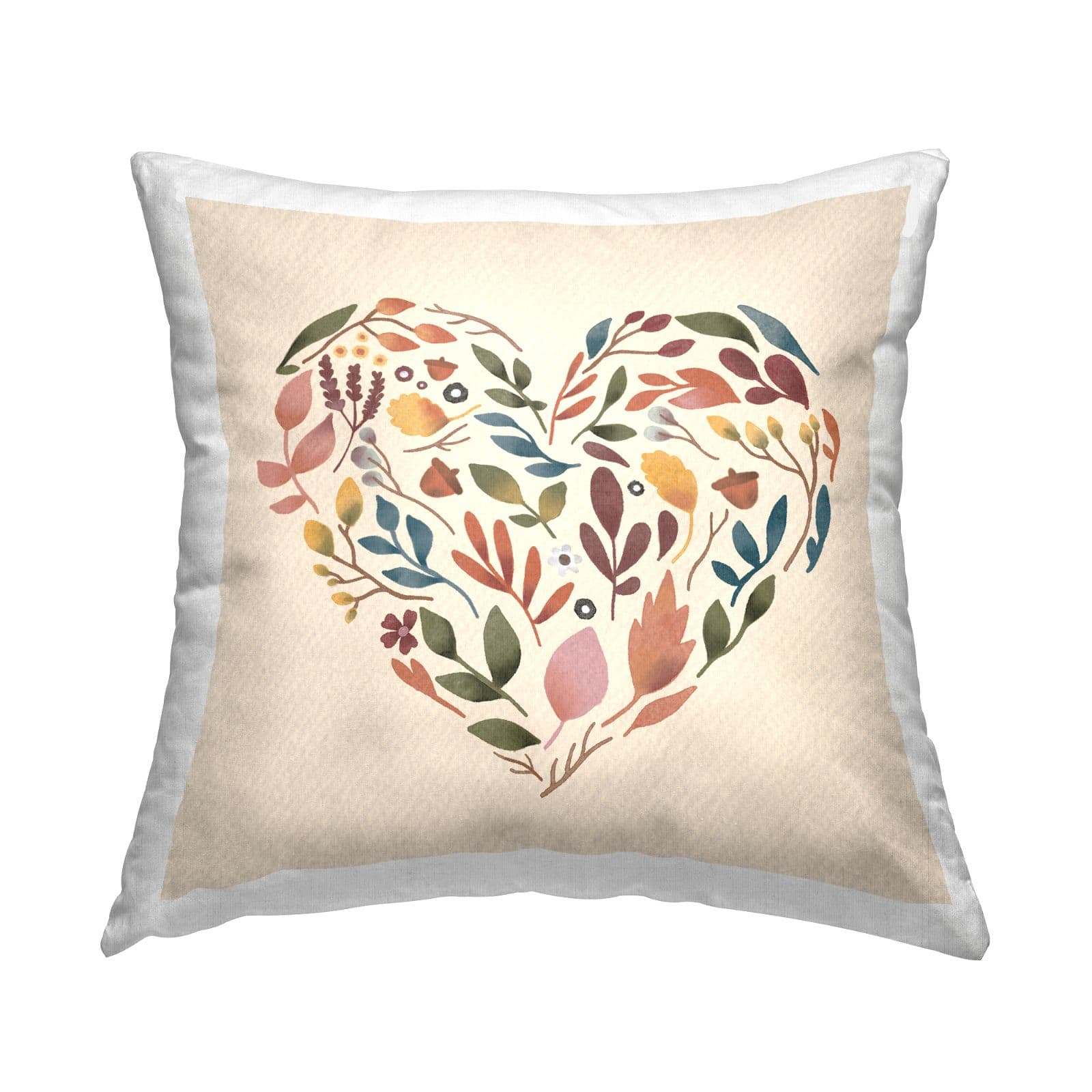 Stupell Industries Autumnal Botanicals Heart Shape Throw Pillow